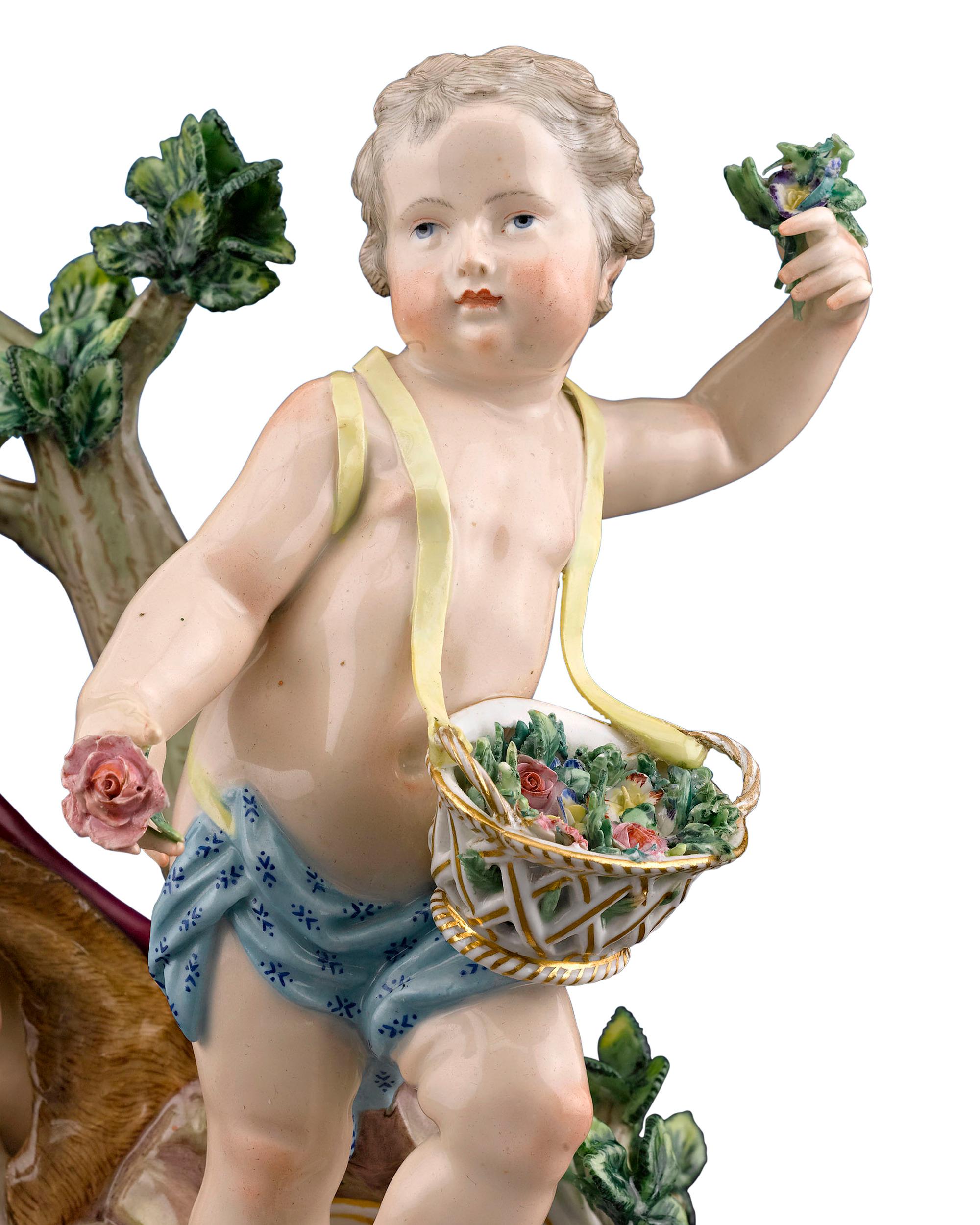 Meissen Porcelain Winter and Spring Figural Group In Excellent Condition For Sale In New Orleans, LA