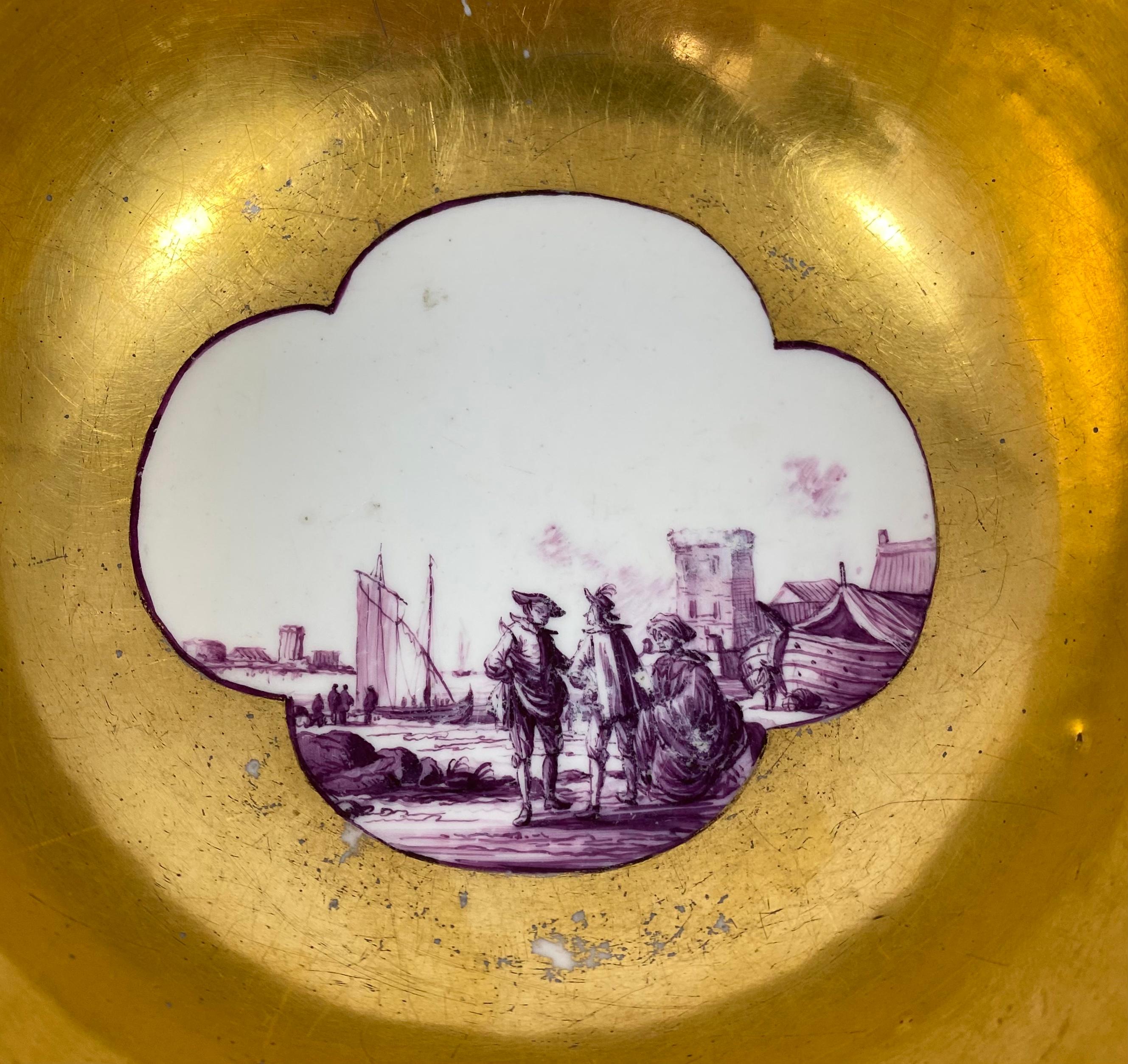 Meissen ‘Puce Ground’ Porcelain Bowl, C. 1740 For Sale 4