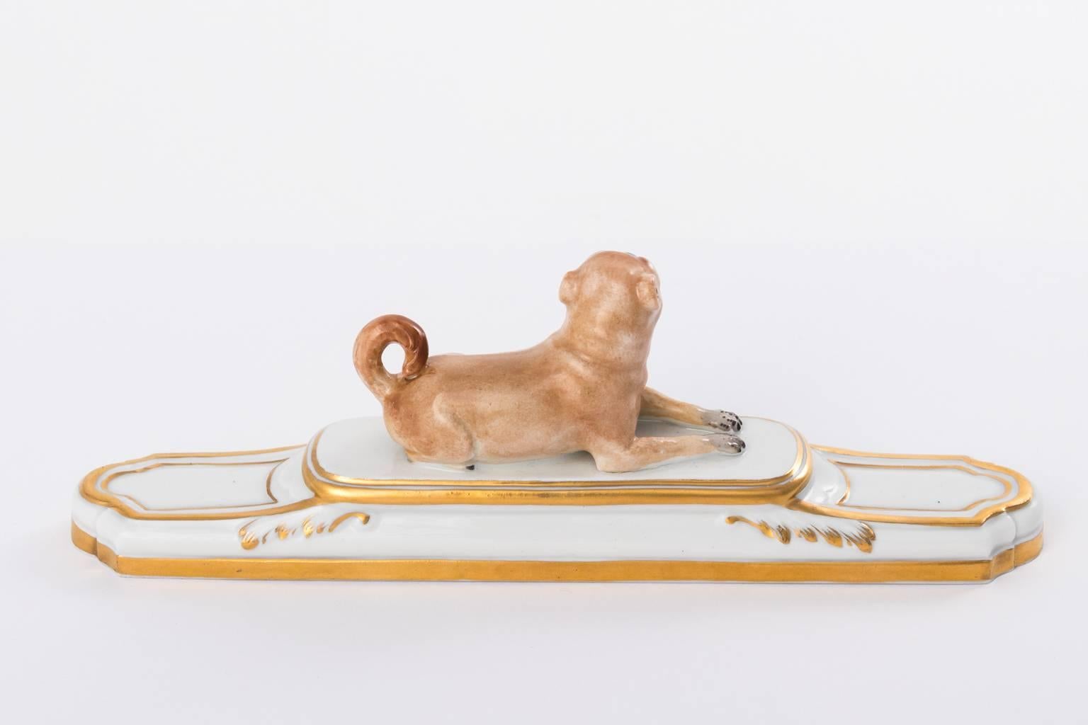 Meissen Pug on Plinth In Good Condition In Stamford, CT
