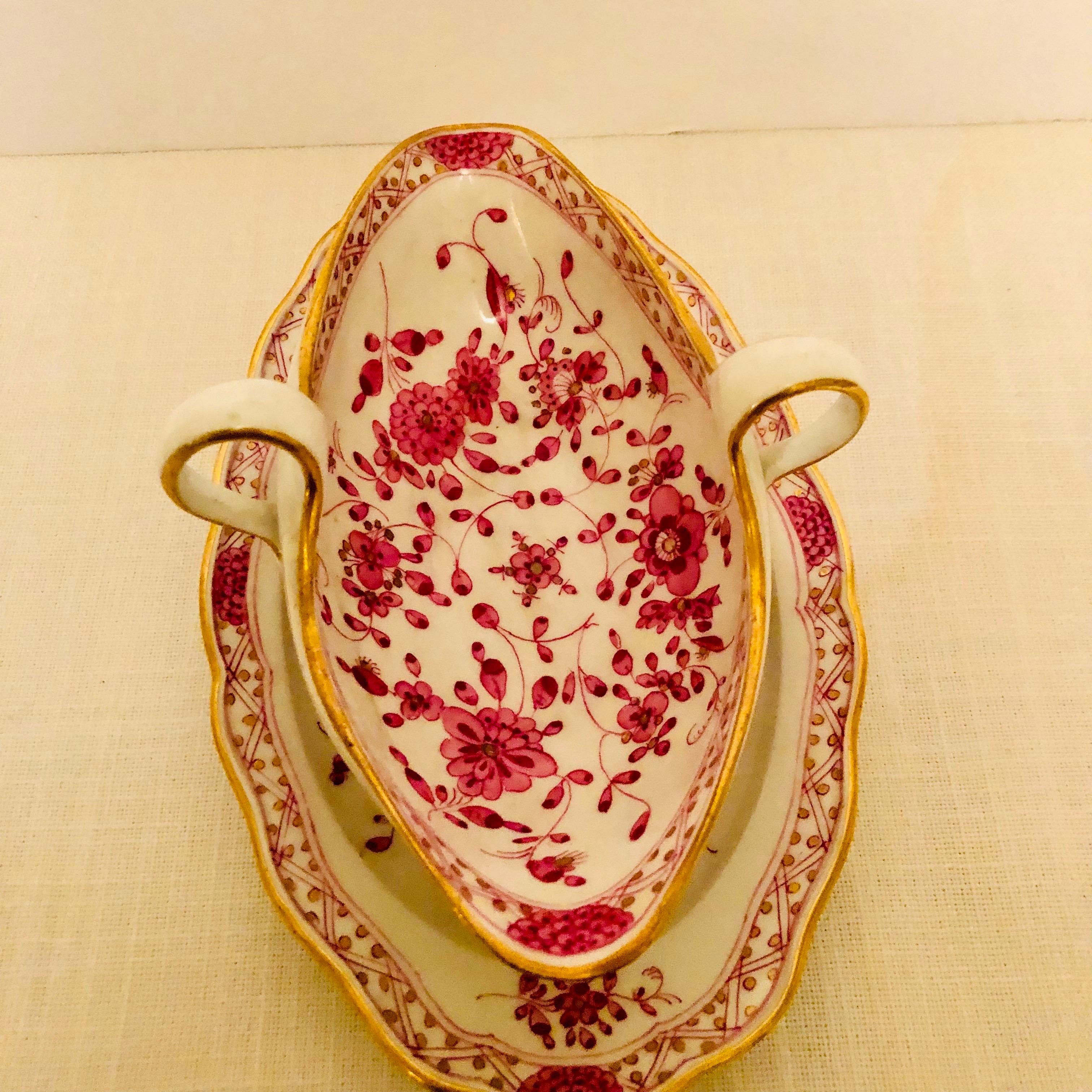 Meissen Purple Indian Gravy with Attached Underplate from the Late 19th Century 2