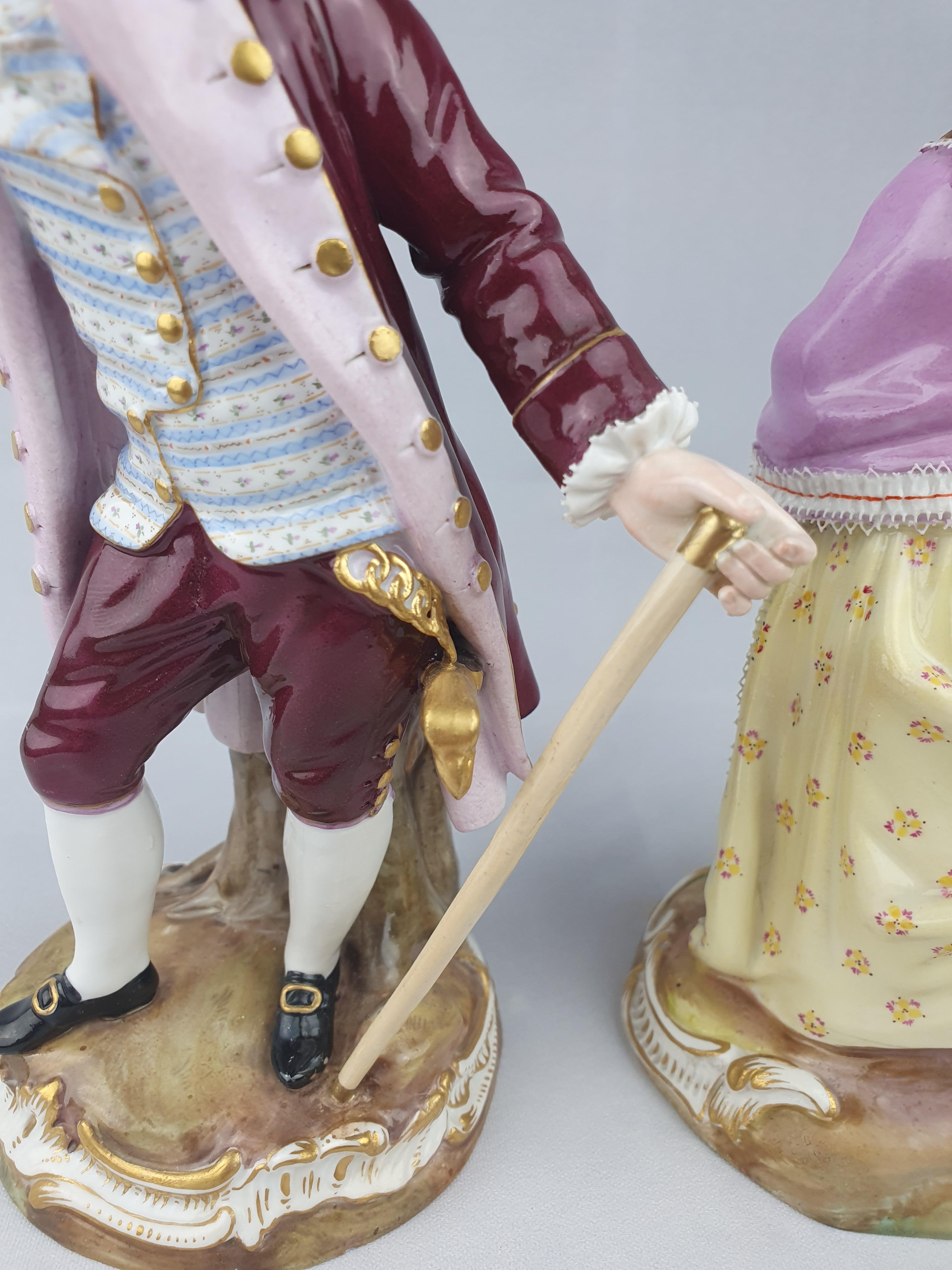 Hand-Painted Meissen Racegoer and Companion For Sale