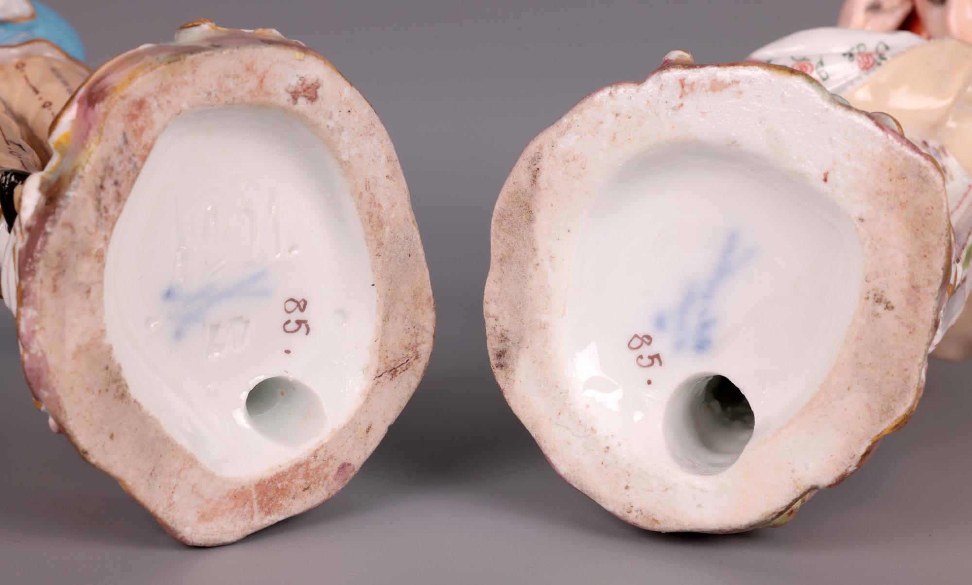 Meissen Rare Pair Porcelain Figures Holding Birds by Kändler For Sale 8