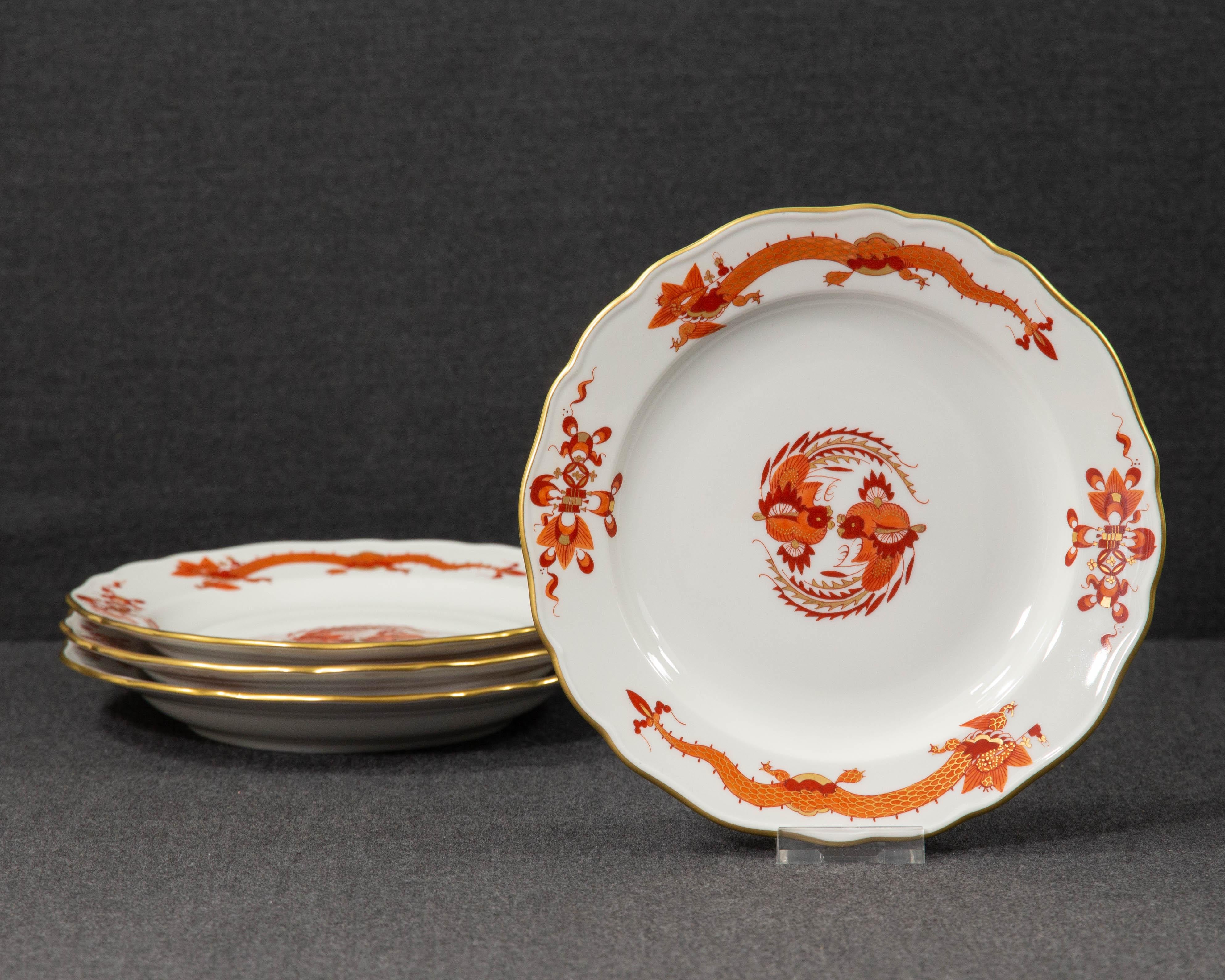 Chinoiserie Meissen, Red Dragon, Breakfast Plate