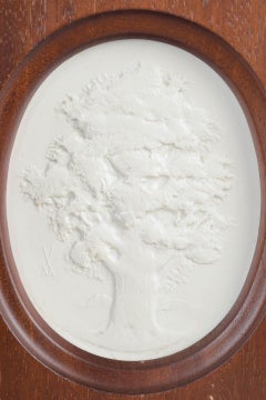 Meissen. Relief plaque in white biscuit porcelain with motif of tree. 1970s