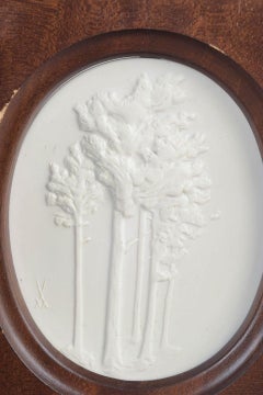Meissen. Relief plaque in white biscuit porcelain with motif of trees. 1970s