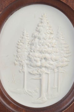 Meissen. Relief plaque in white biscuit porcelain with motif of trees. 1970s