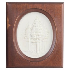 Meissen. Relief plaque in white biscuit porcelain with motif of trees. 1970s