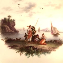 Meissen Reticulated Plate with Raised Forget Me Nots and Painting of a Seascape