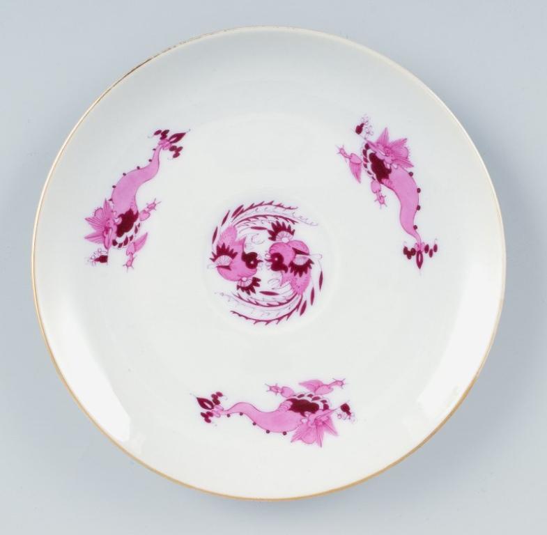 Porcelain Meissen, Rich Court Dragon, Five-Person Purple Tea Service with Gold Decoration For Sale