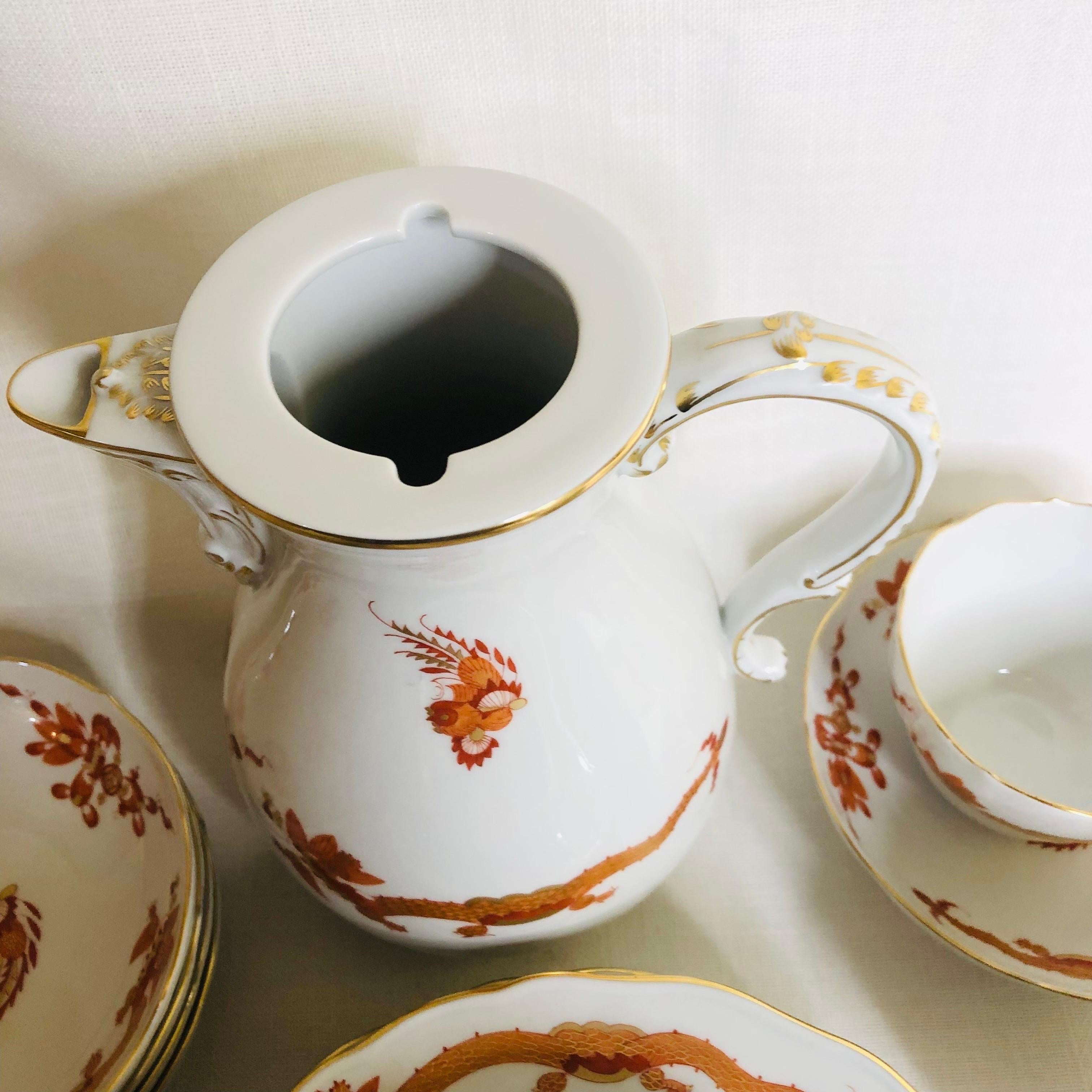 Meissen Rich Court Dragon Tea or Coffee Set With 6 Plates and 6 Cups & Saucers 2
