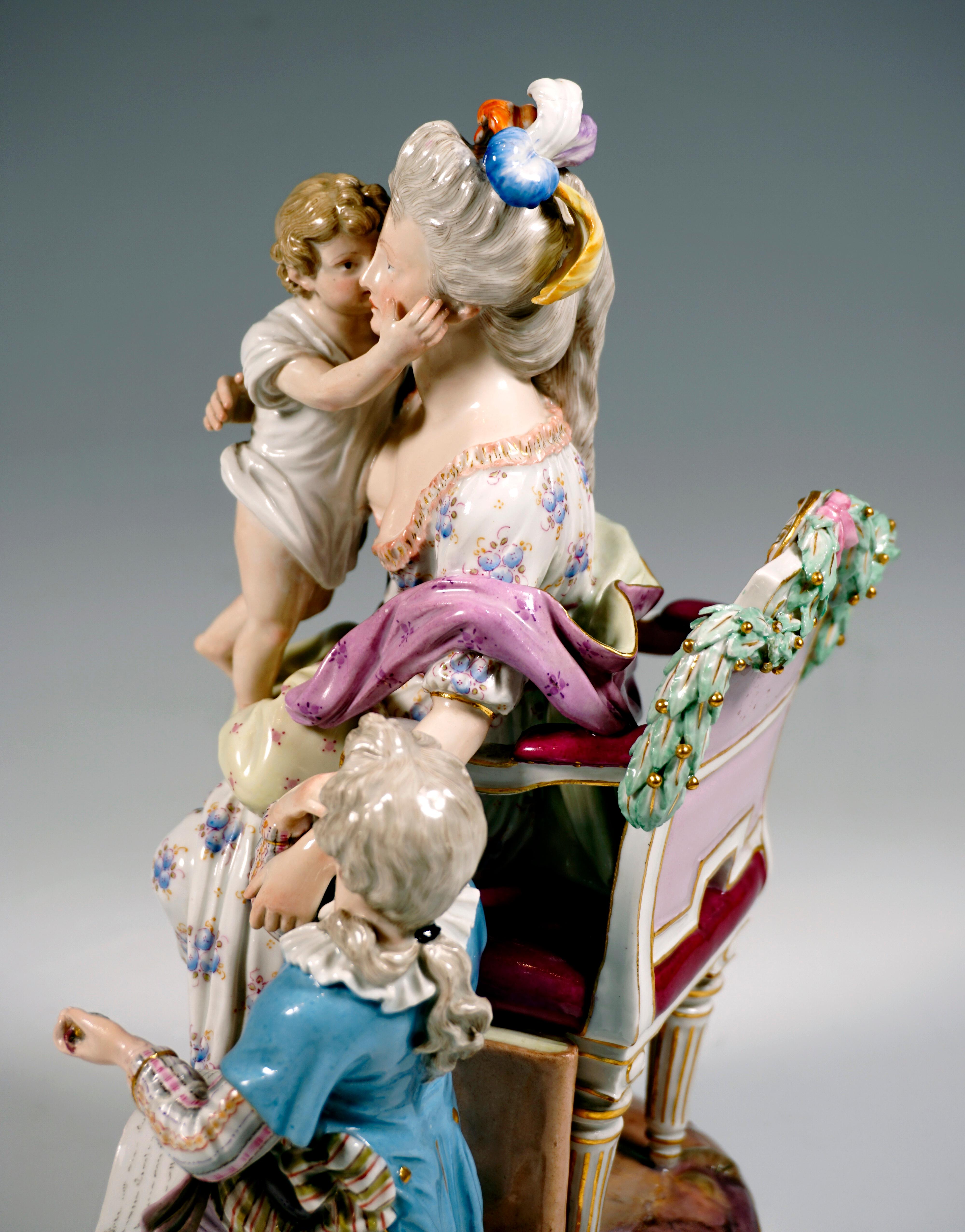 Meissen Rococo Group 'Love and Reward', by J.C. Schoenheit, Around 1850 For Sale 3