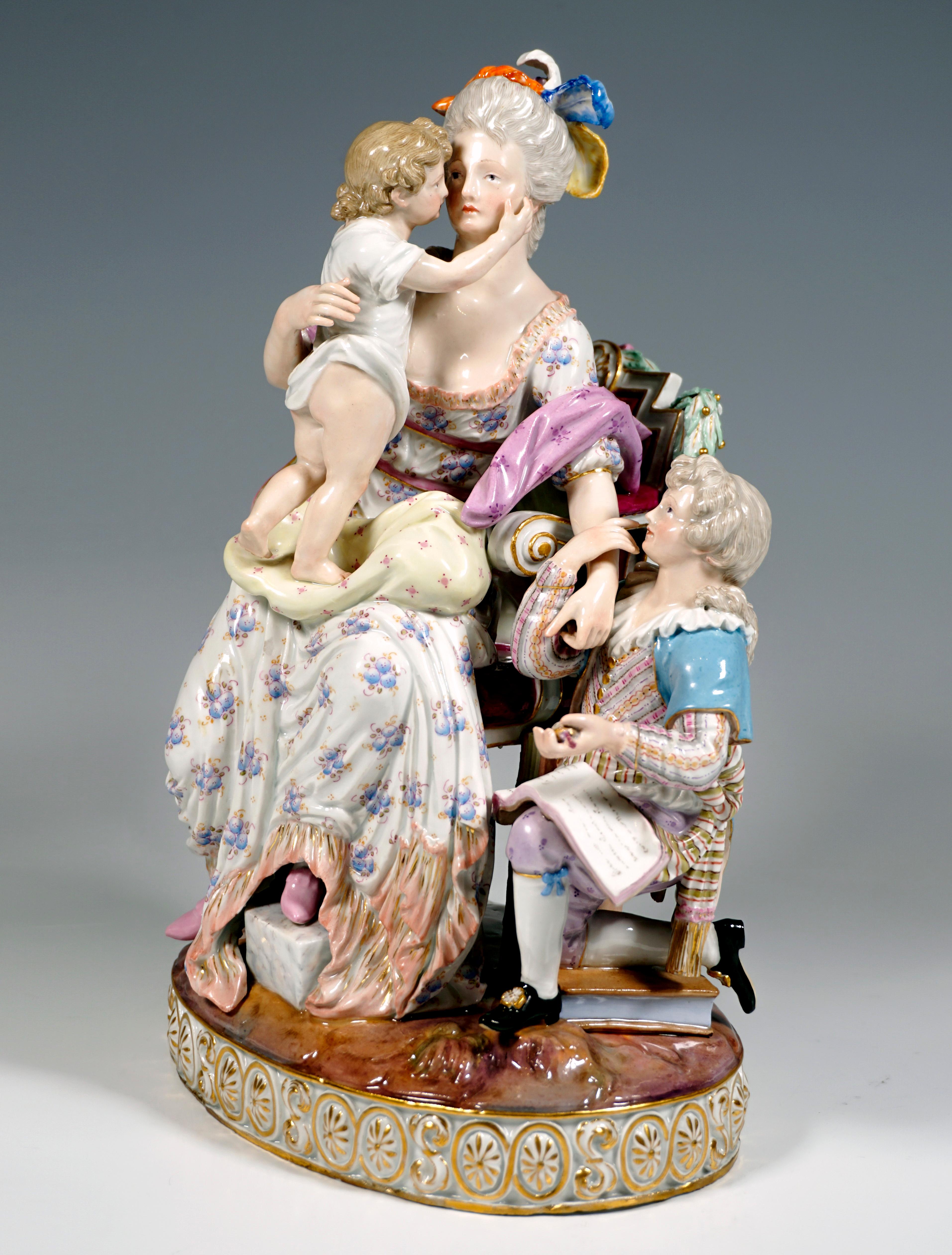 German Meissen Rococo Group 'Love and Reward', by J.C. Schoenheit, Around 1850 For Sale