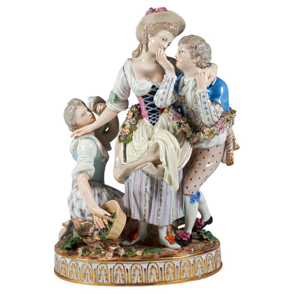 Meissen Rococo Group 'The Decisive Choice' by J.C. Schoenheit, around ...