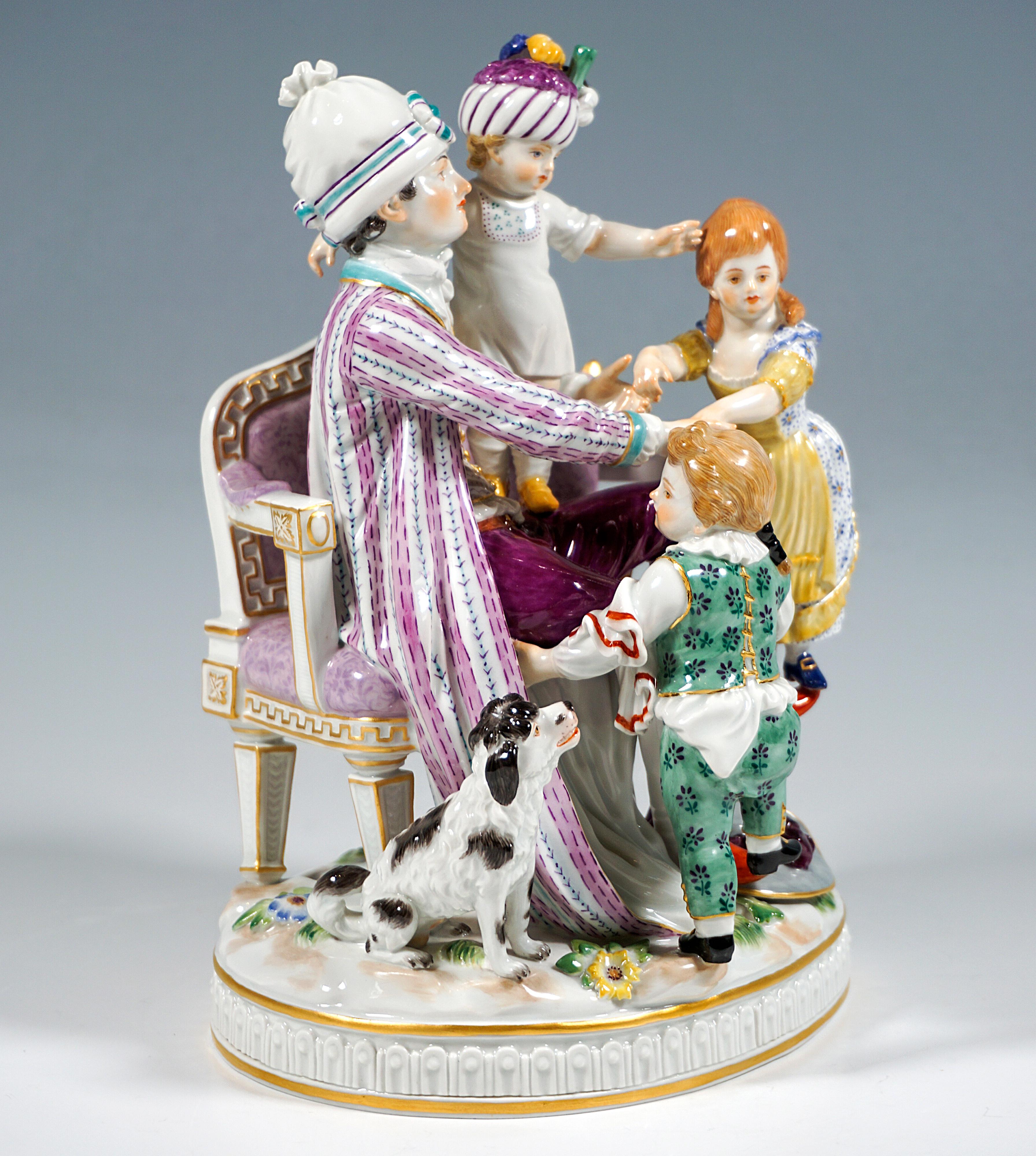 German Meissen Rococo Group 'The Good Father' by J.C. Schönheit, 20th Century For Sale