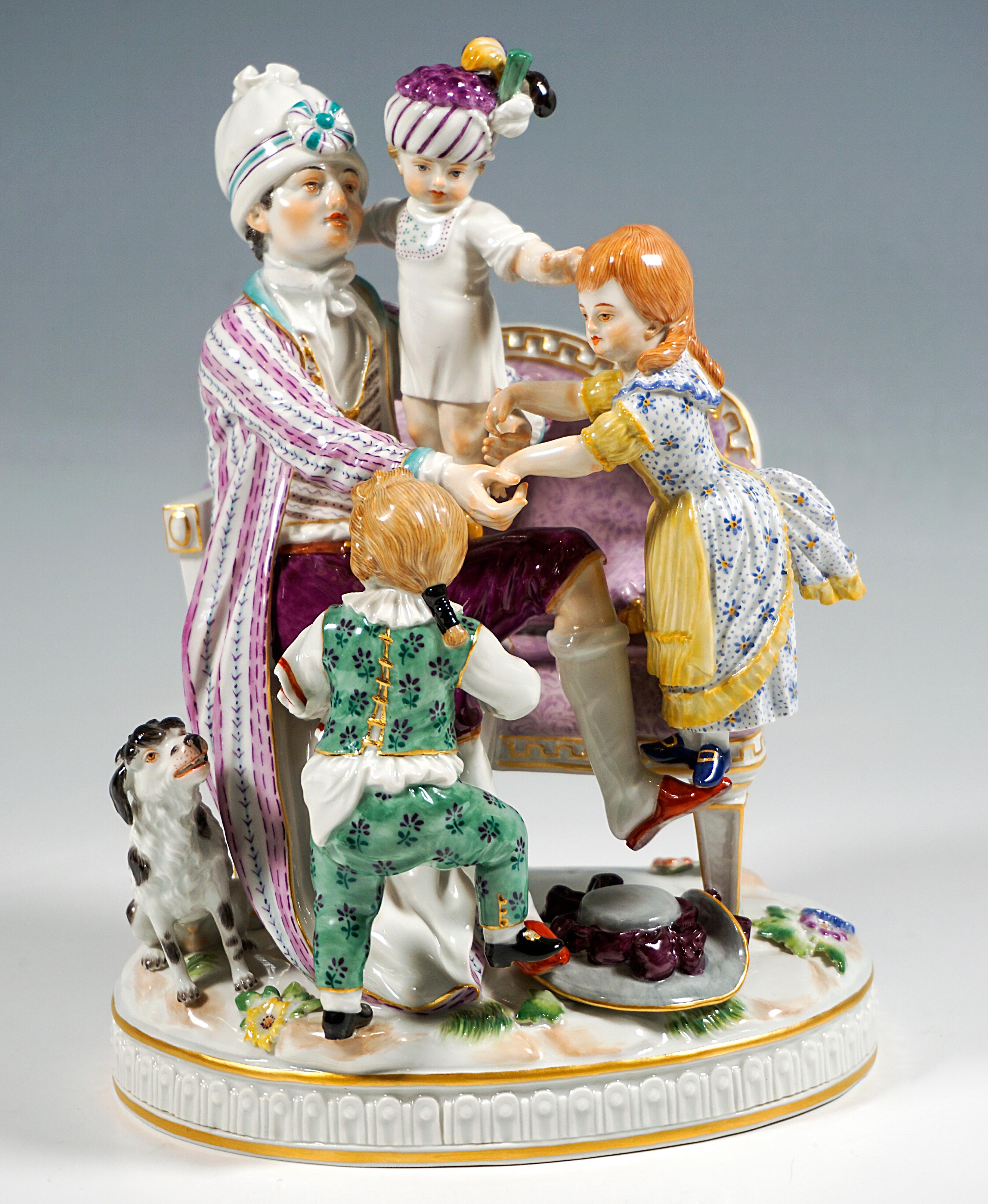 Porcelain Meissen Rococo Group 'The Good Father' by J.C. Schönheit, 20th Century For Sale