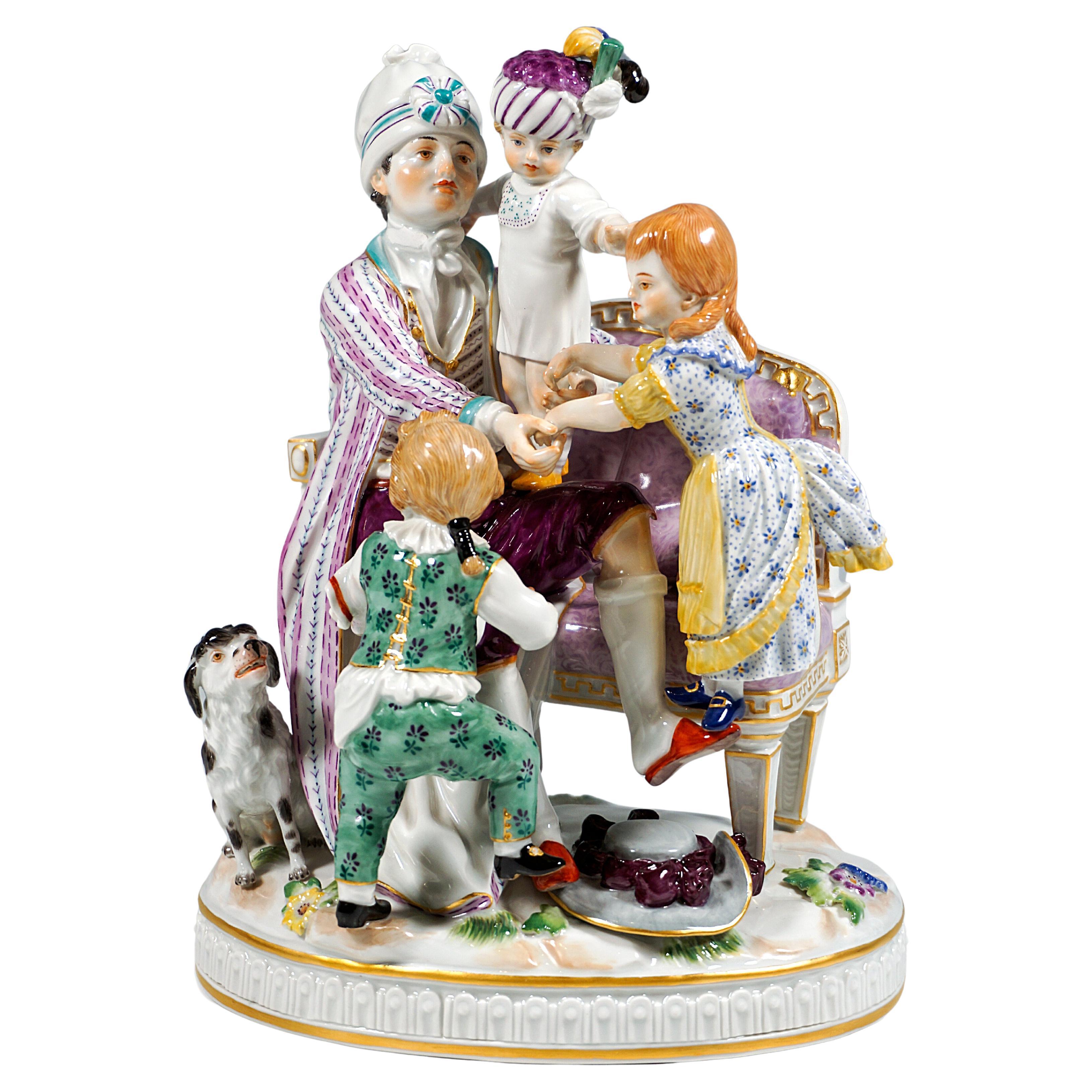 Groupe Meissen Rococo « Le bon Père » de J.C. Schönheit, 20e siècle