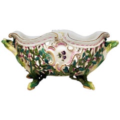Grand bol à panier ovale réticulé Meissen Rococo avec fleurs, vers 1763-1773