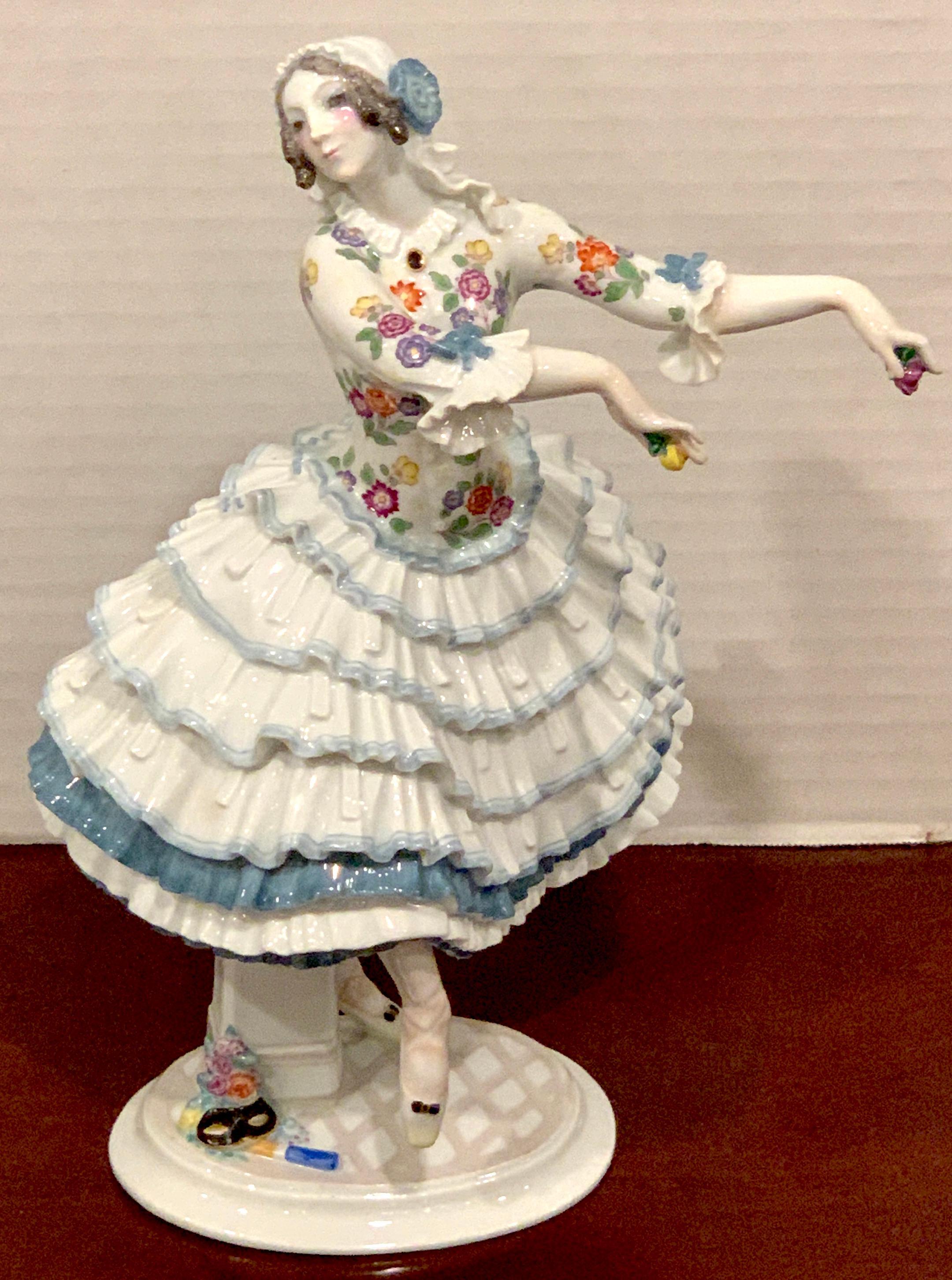 Meissen Russian Ballerina 'Chiarina', by Paul Scheurich
a fine examplke of the 'Chiarina' of Russian Ballet 
Made during the Pfeiffer Period 1924-34 
Paul Scheurich (1883-1945)
Paul Scheurich was painter, sculptor, graphic artist, drawer and