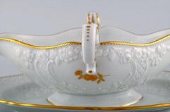 Meissen Sauce Boat in Porcelain with Flowers and Foliage in Relief