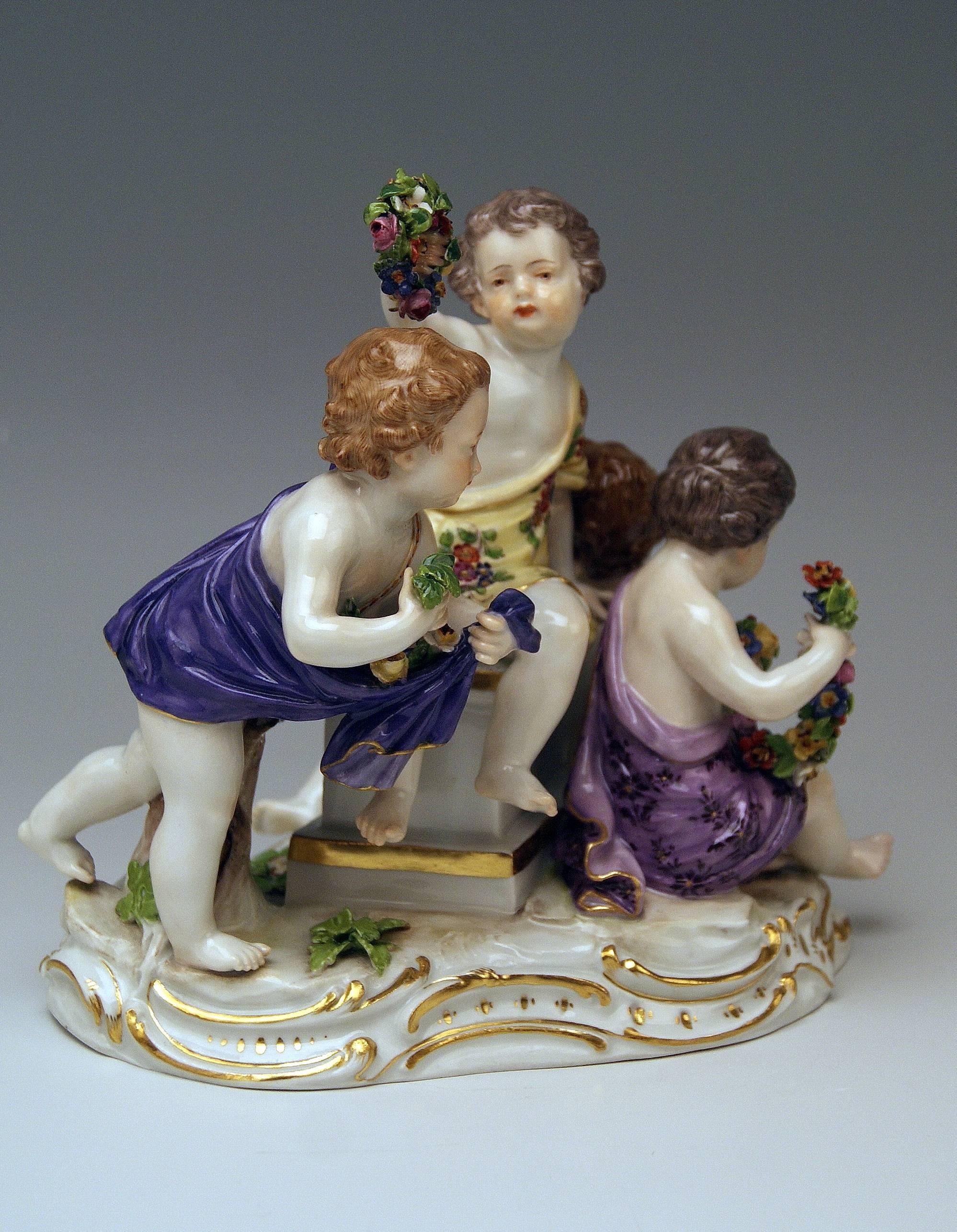 German Meissen Seasons Figurines Cupids Allegory of Spring Model 2502 Kaendler For Sale
