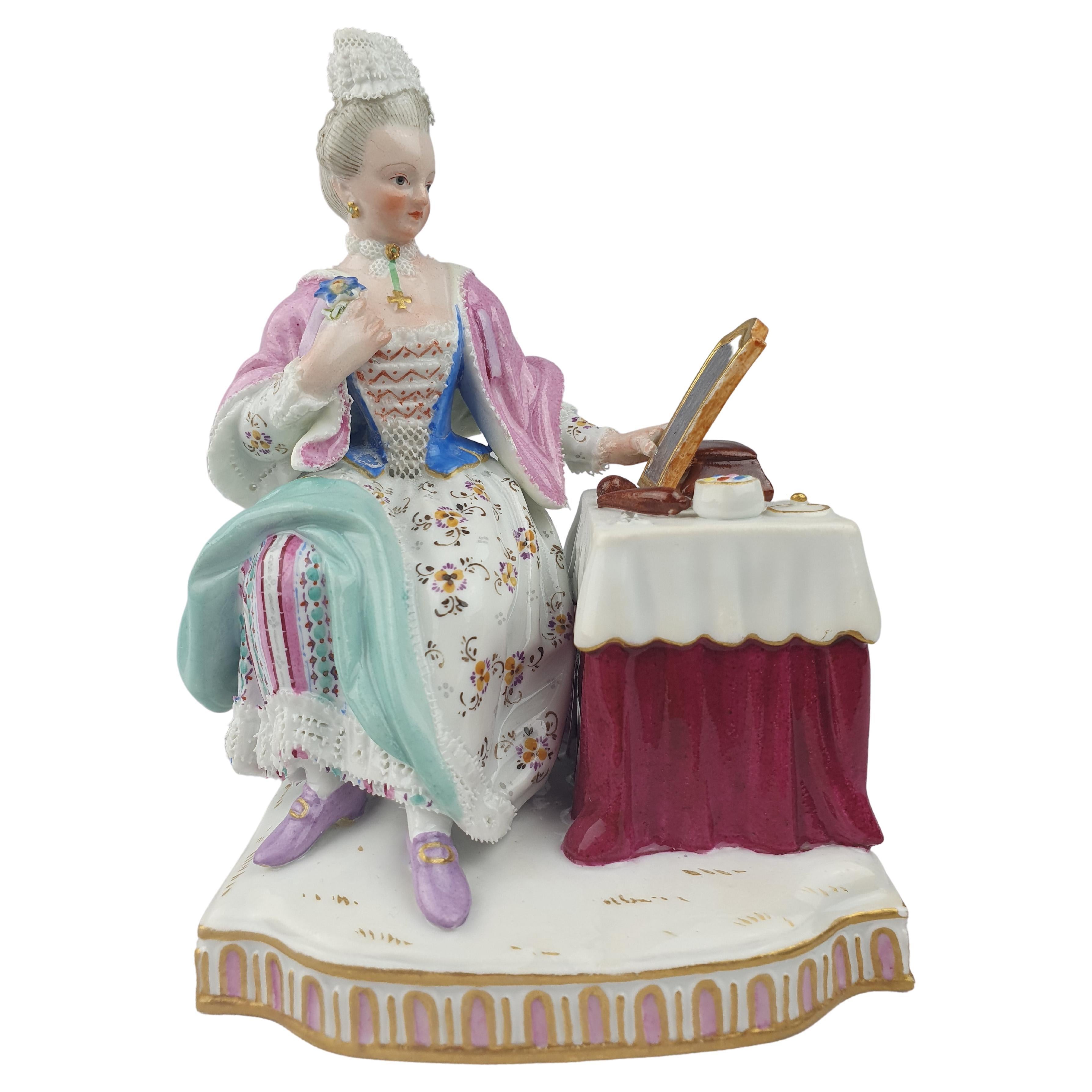 Meissen Sense of Sight with Pink Decorative Shaul For Sale