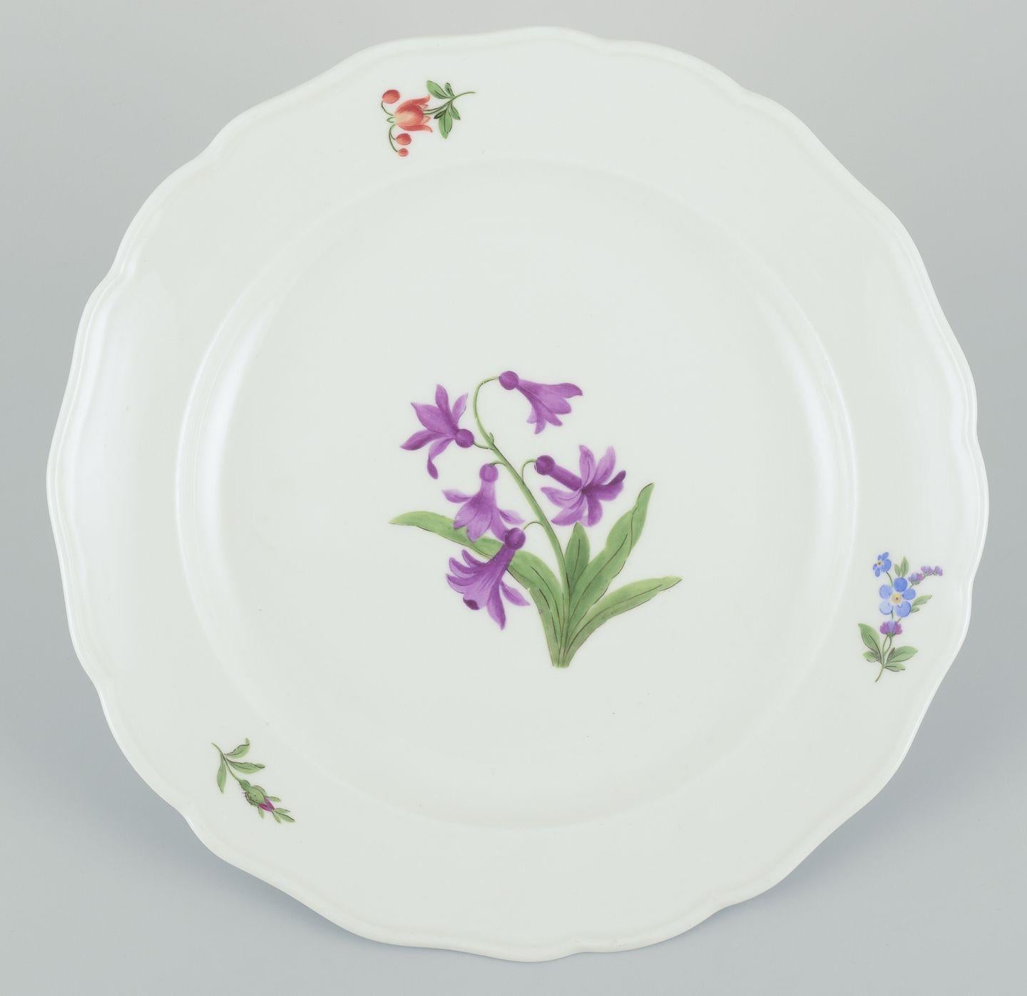 Meissen, juego de cinco platos llanos de porcelana con diversos motivos florales Alemán en venta