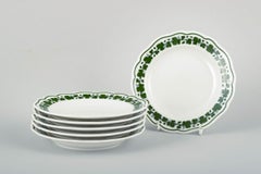 Meissen, set of six porcelain small plates with Vine-Leaf pattern.