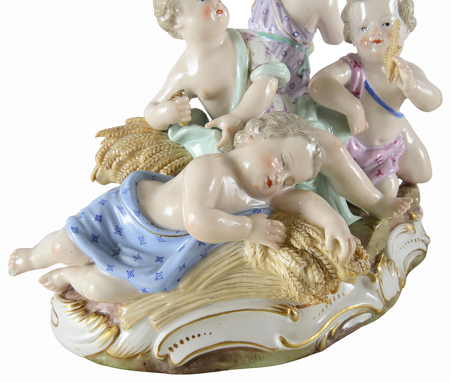 German Meissen Set of the Four Seasons Porcelain Figures, 19th Century For Sale