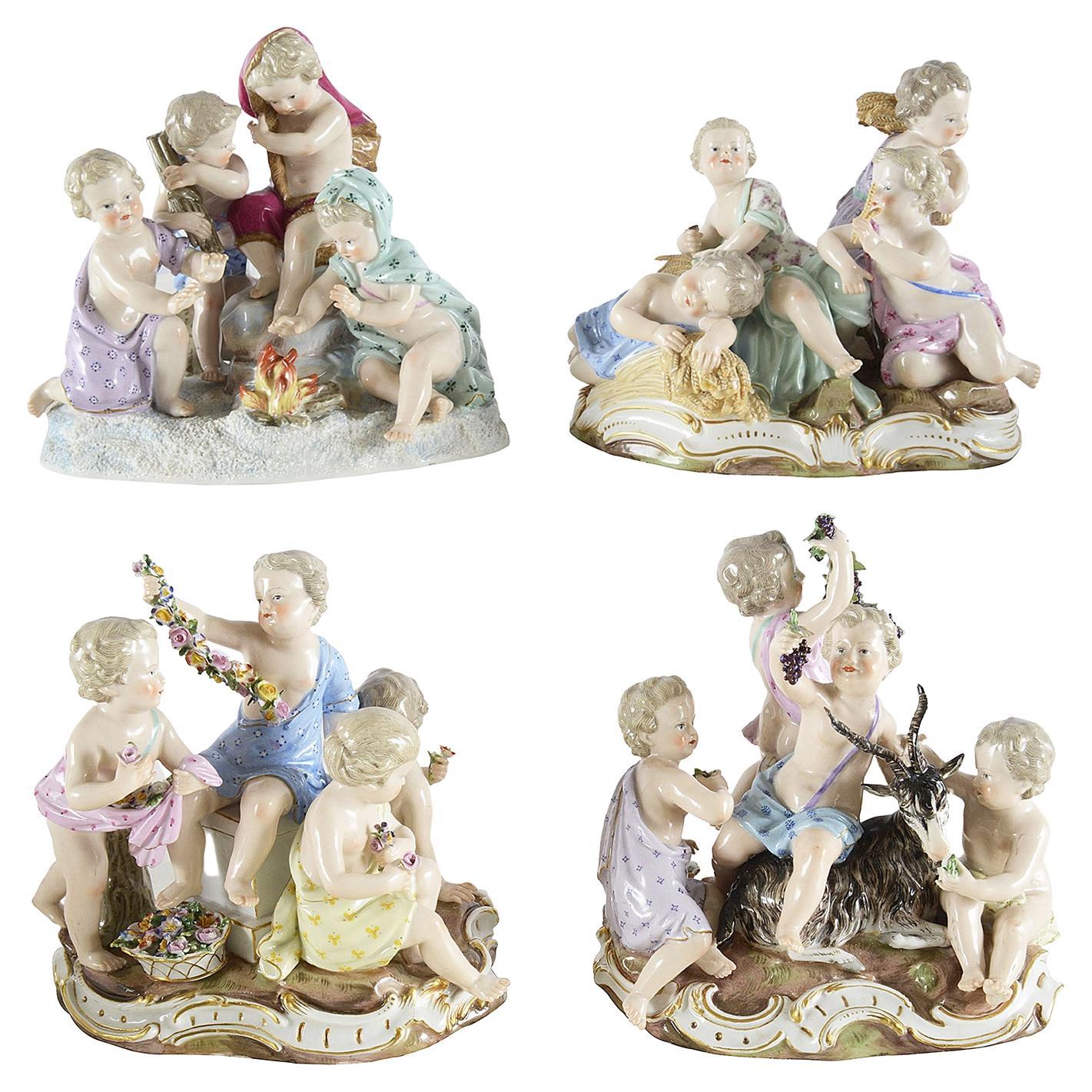 Meissen Set of the Four Seasons Porcelain Figures, 19th Century For Sale