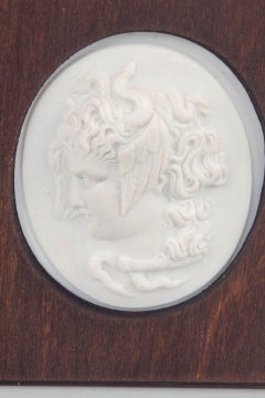 Meissen. Small relief plaque in white biscuit porcelain depicting Medusa. 1970s