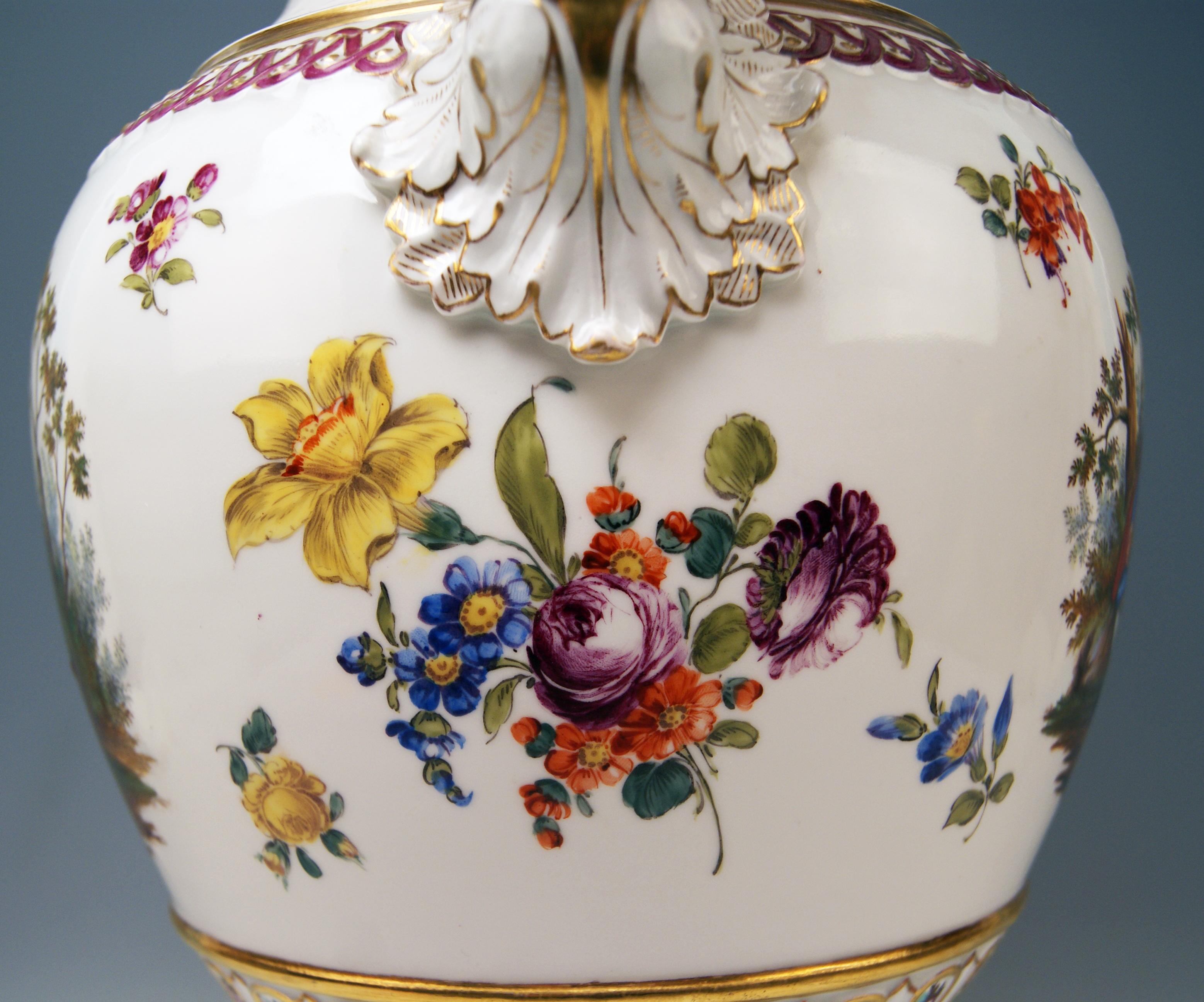 Porcelain Meissen Snake Handles Vase Flowers Figurines A 148 Height Made 1870