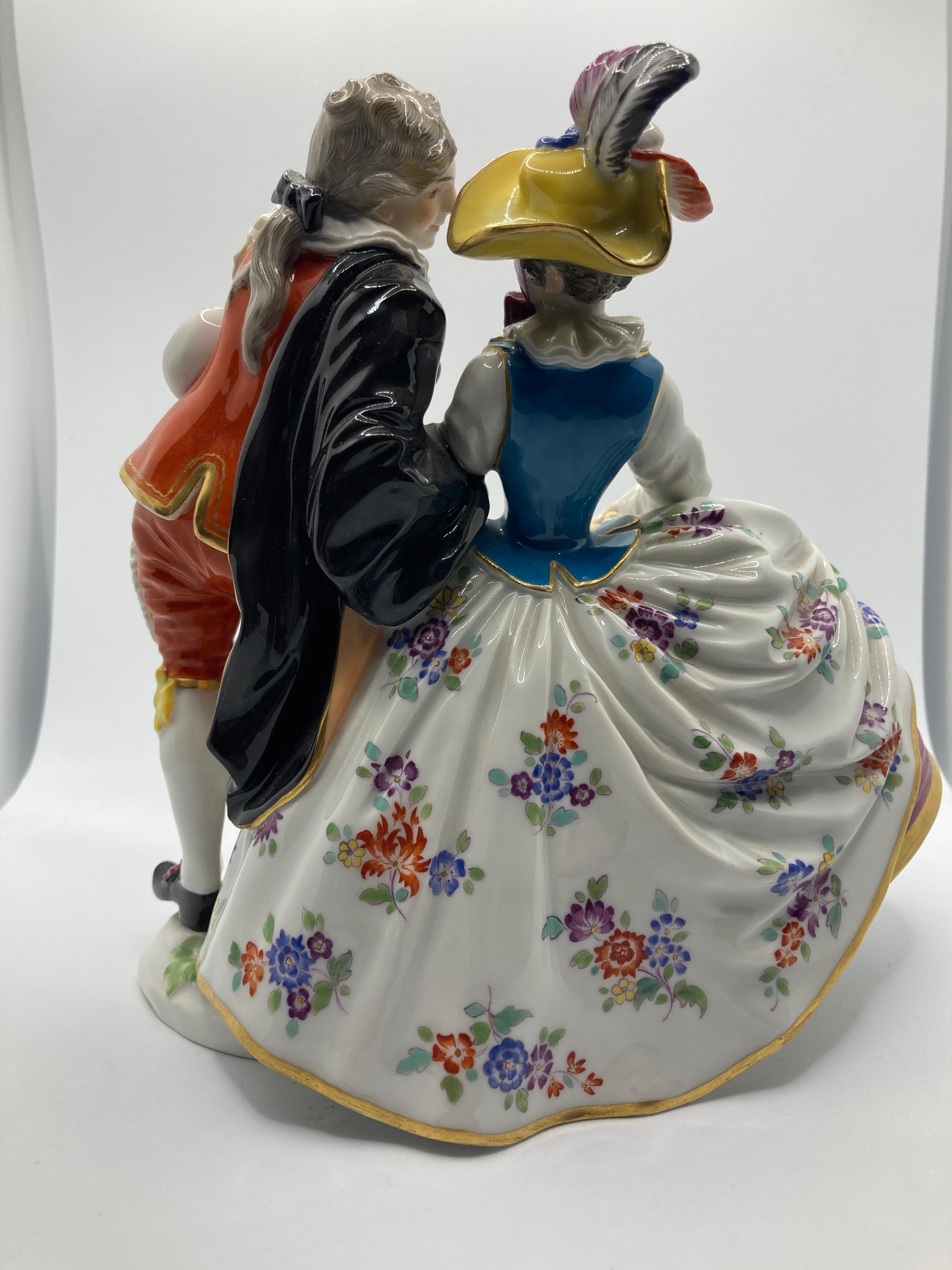 Hand-Painted Meissen 'Spanish Lovers' , Model 230 For Sale