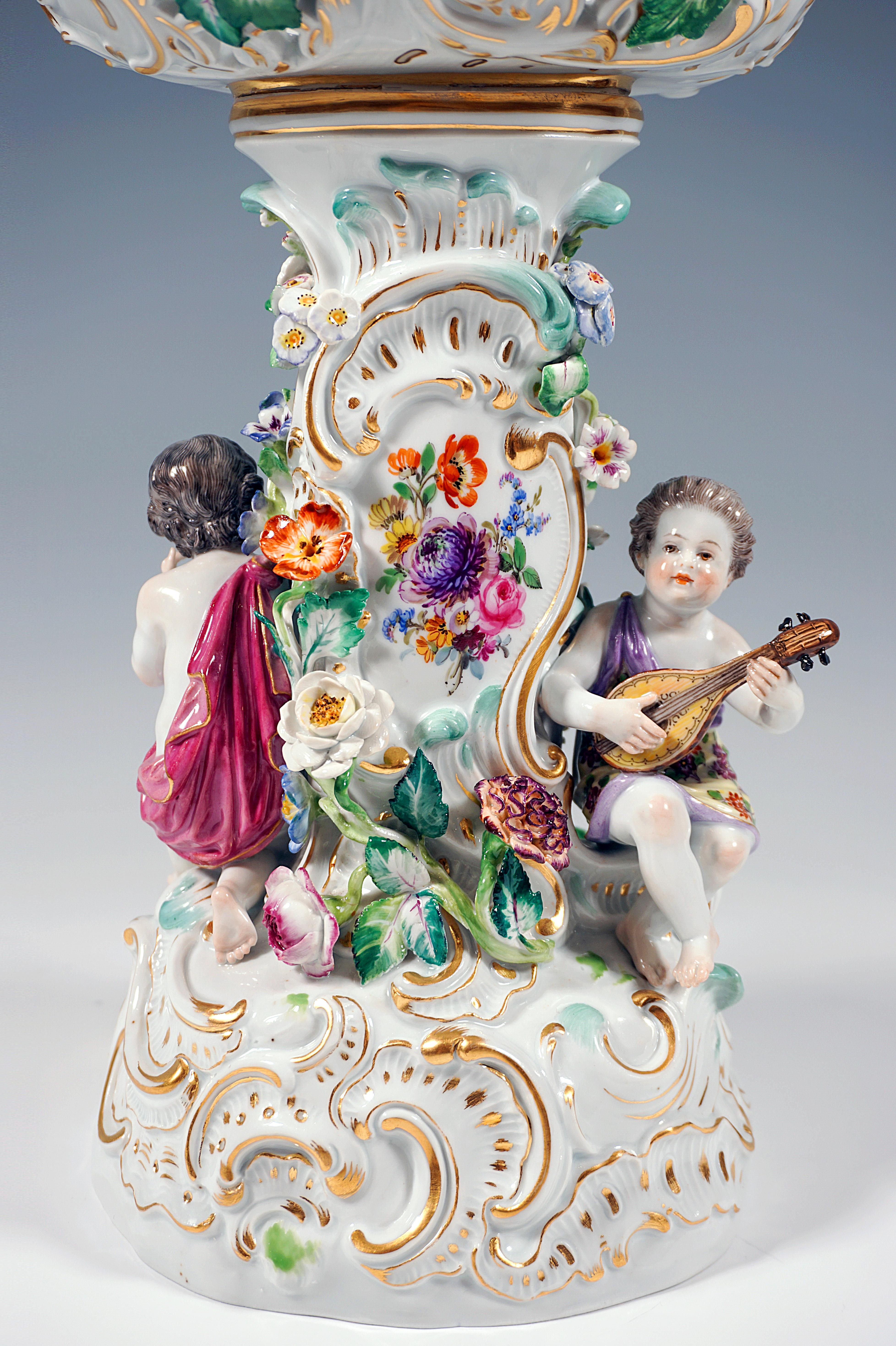 Glazed Meissen Splendid Centerpiece With Music Playing Children, by Leuteritz, Mid-20th For Sale
