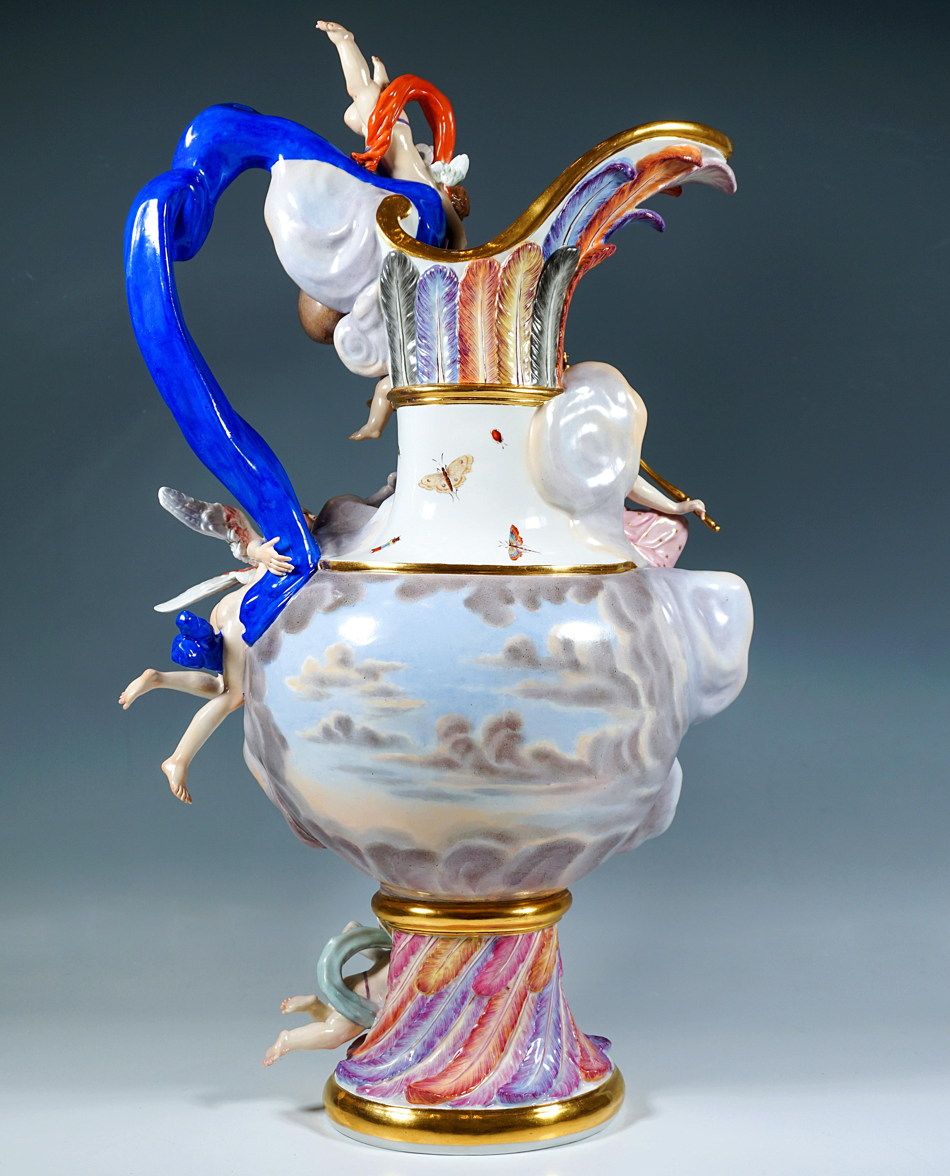 Hand-Crafted Meissen Splendid Element Vase 'Air', by J.J. Kaendler, Germany, ca 1860/80 For Sale