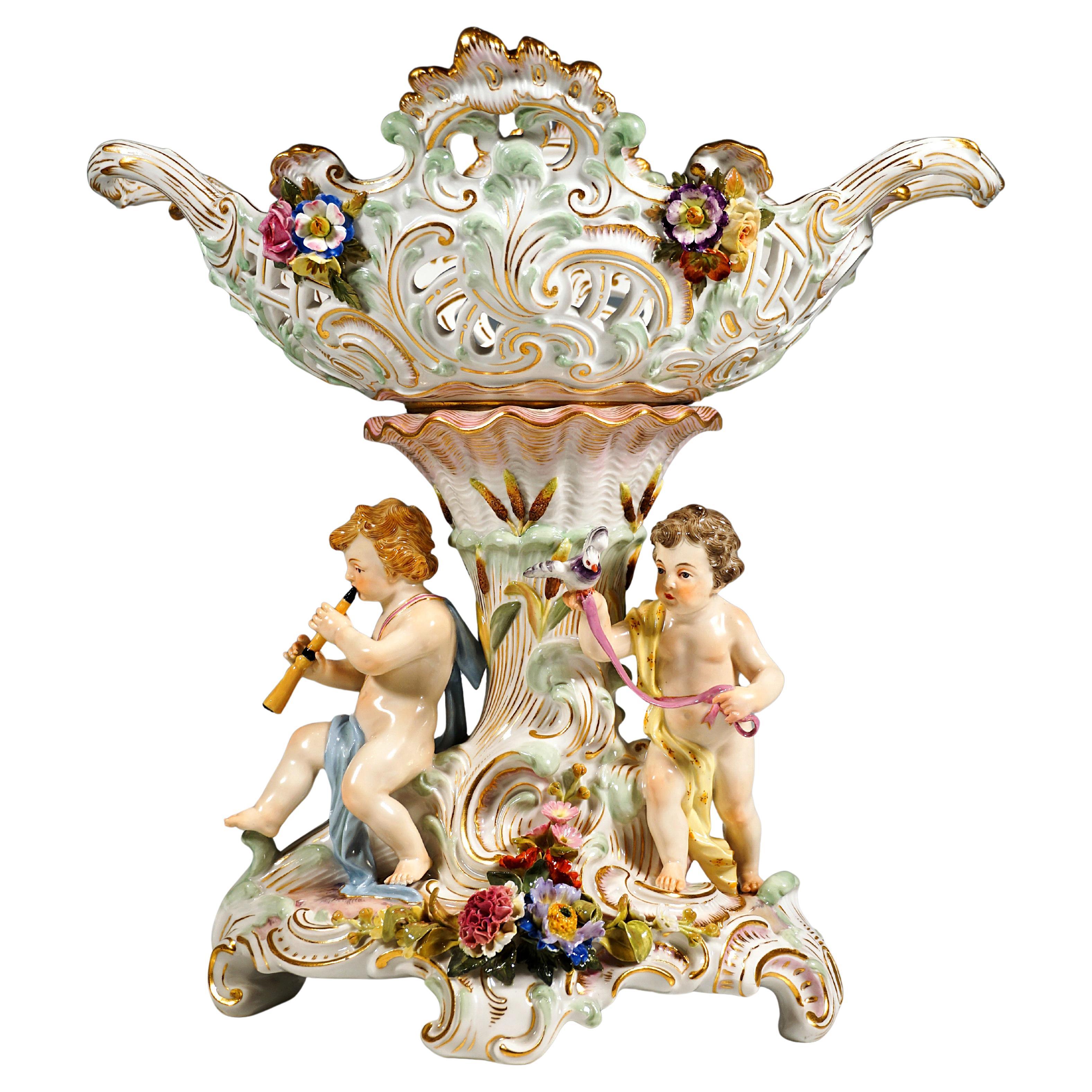 Meissen Splendour Centerpiece With Cupids by Paul Helmig, Germany, Around 1885
