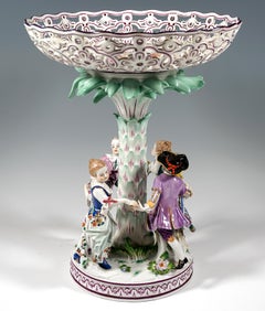 Meissen Splendour Centerpiece with Dancing Gardener Children Kaendler circa 1860