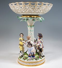 Meissen Splendour Centerpiece with Dancing Gardener Children Kaendler circa 1860