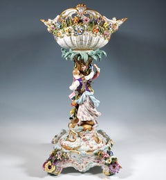 Meissener Splendour Tafelaufsatz mit Gallant-Couple auf Sockel, Leuteritz, um 1870