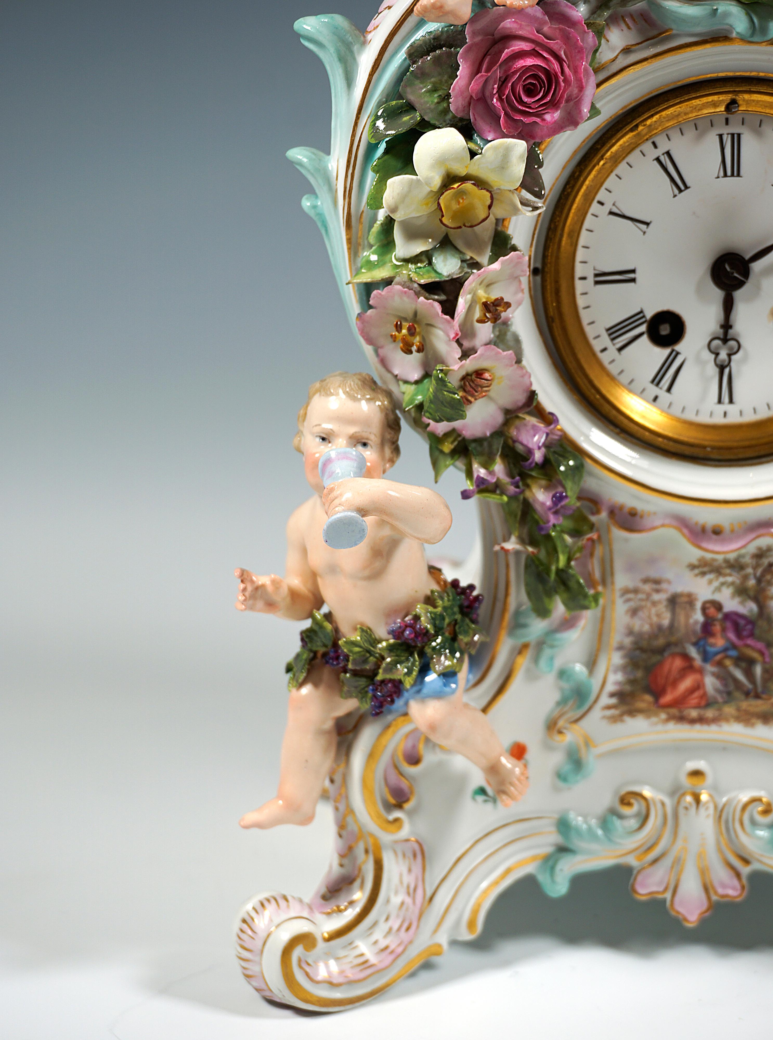 Meissen Splendour Clock 'The Four Seasons' by E.A. Leuteritz, Around 1880 In Good Condition For Sale In Vienna, AT