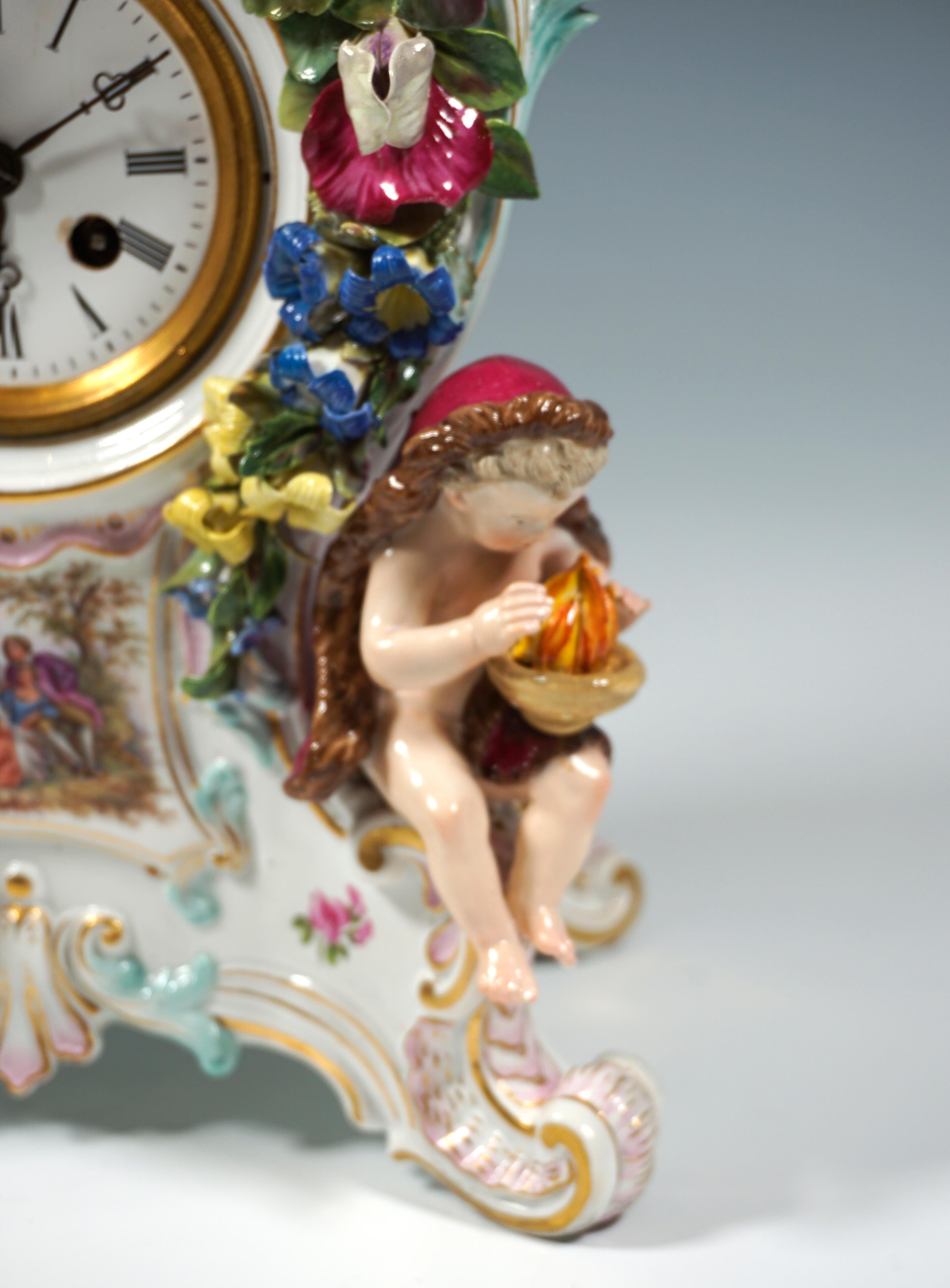 Late 19th Century Meissen Splendour Clock 'The Four Seasons' by E.A. Leuteritz, Around 1880 For Sale