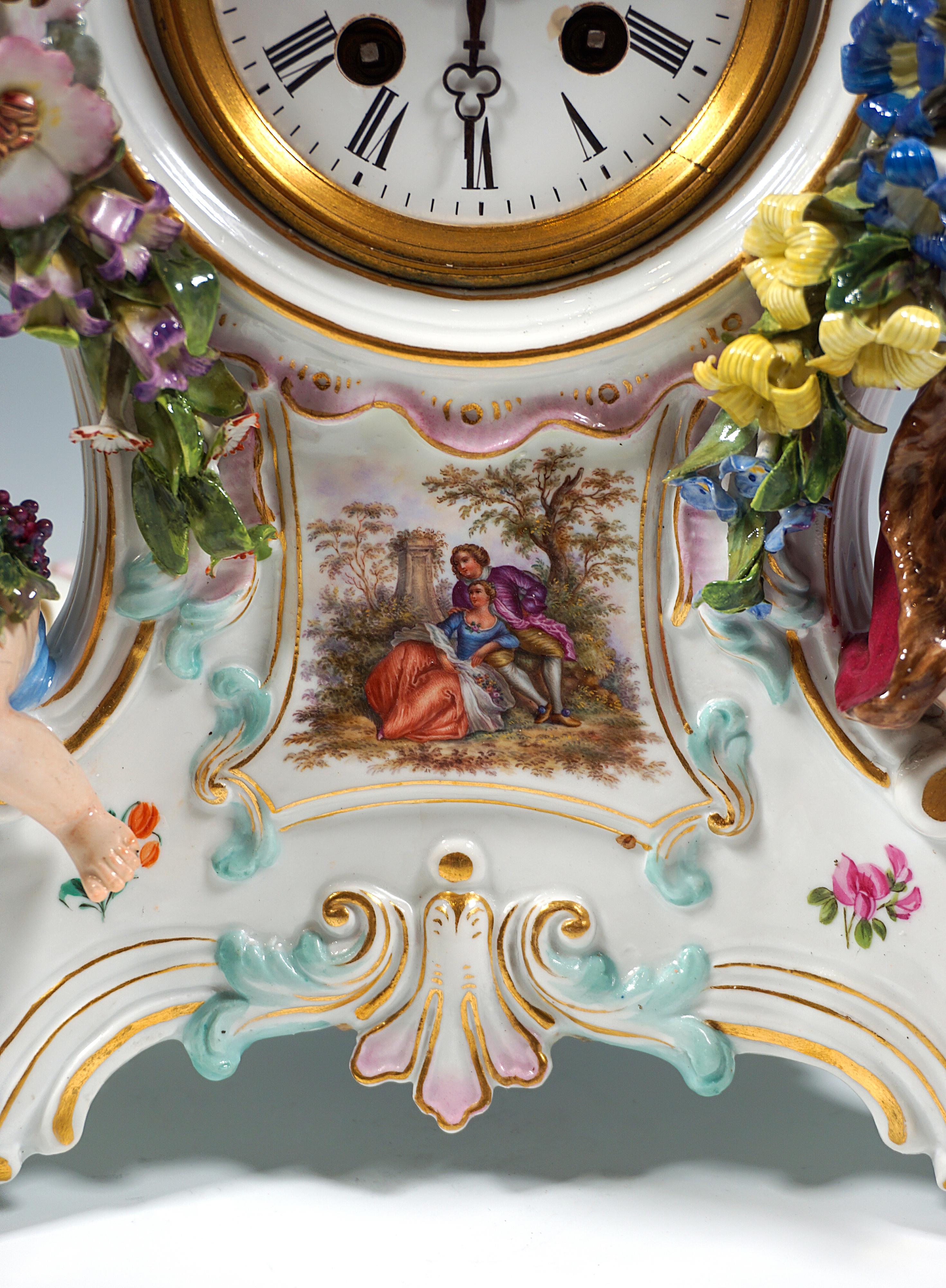 Meissen Splendour Clock 'The Four Seasons' by E.A. Leuteritz, Around 1880 For Sale 1
