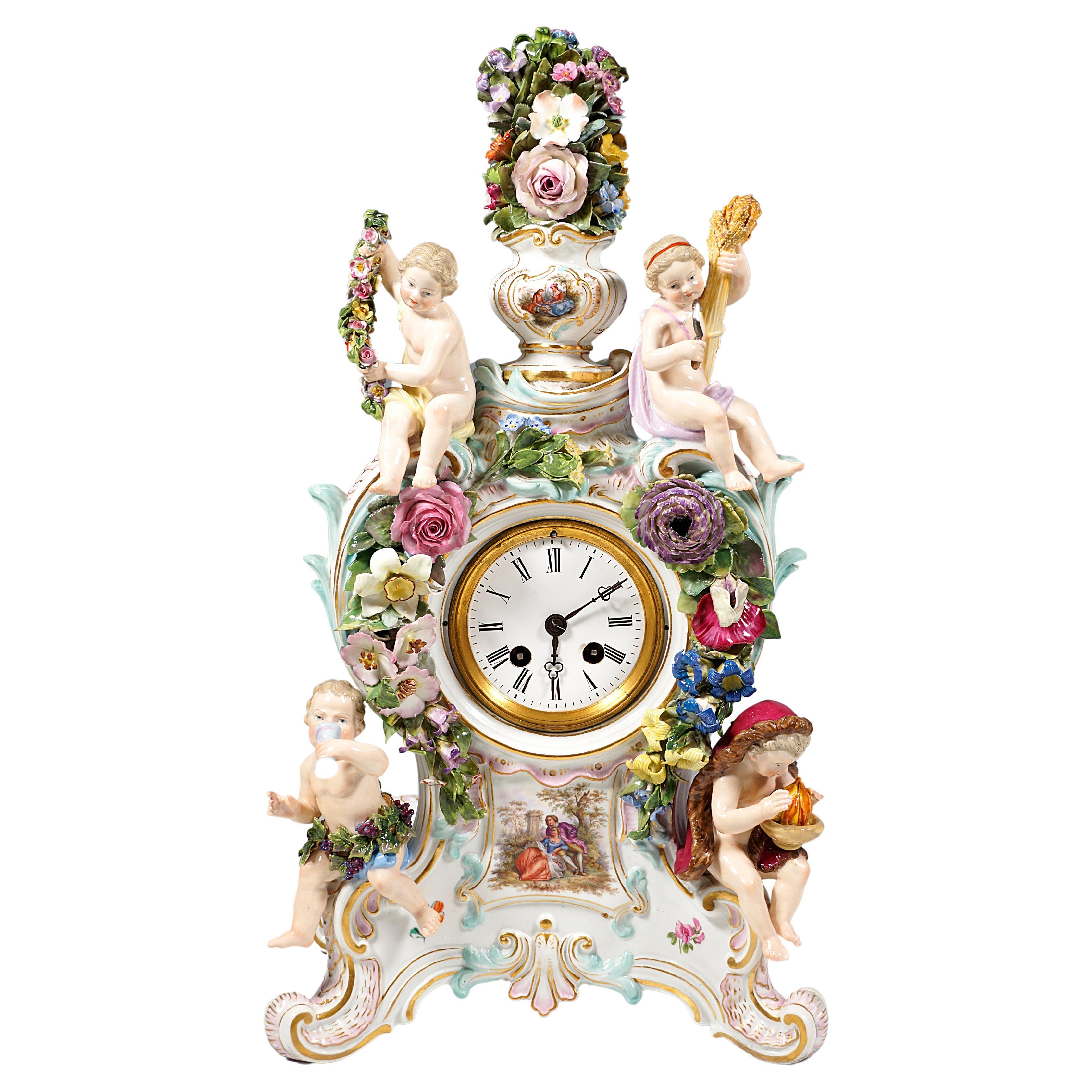 Meissen Splendour Clock 'The Four Seasons' by E.A. Leuteritz, Around 1880