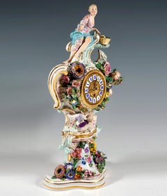 Meissen Splendour Clock With Flora And Flowers By J.J. Kaendler, Gernamy Ca 1860