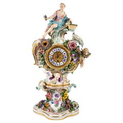 Meissen Splendour Clock With Flora And Flowers By J.J. Kaendler, Gernamy Ca 1860