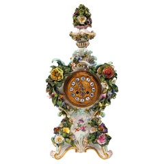 Meissen Splendour Clock with Flowers by J.J. Kaendler, Gernamy Around 1850