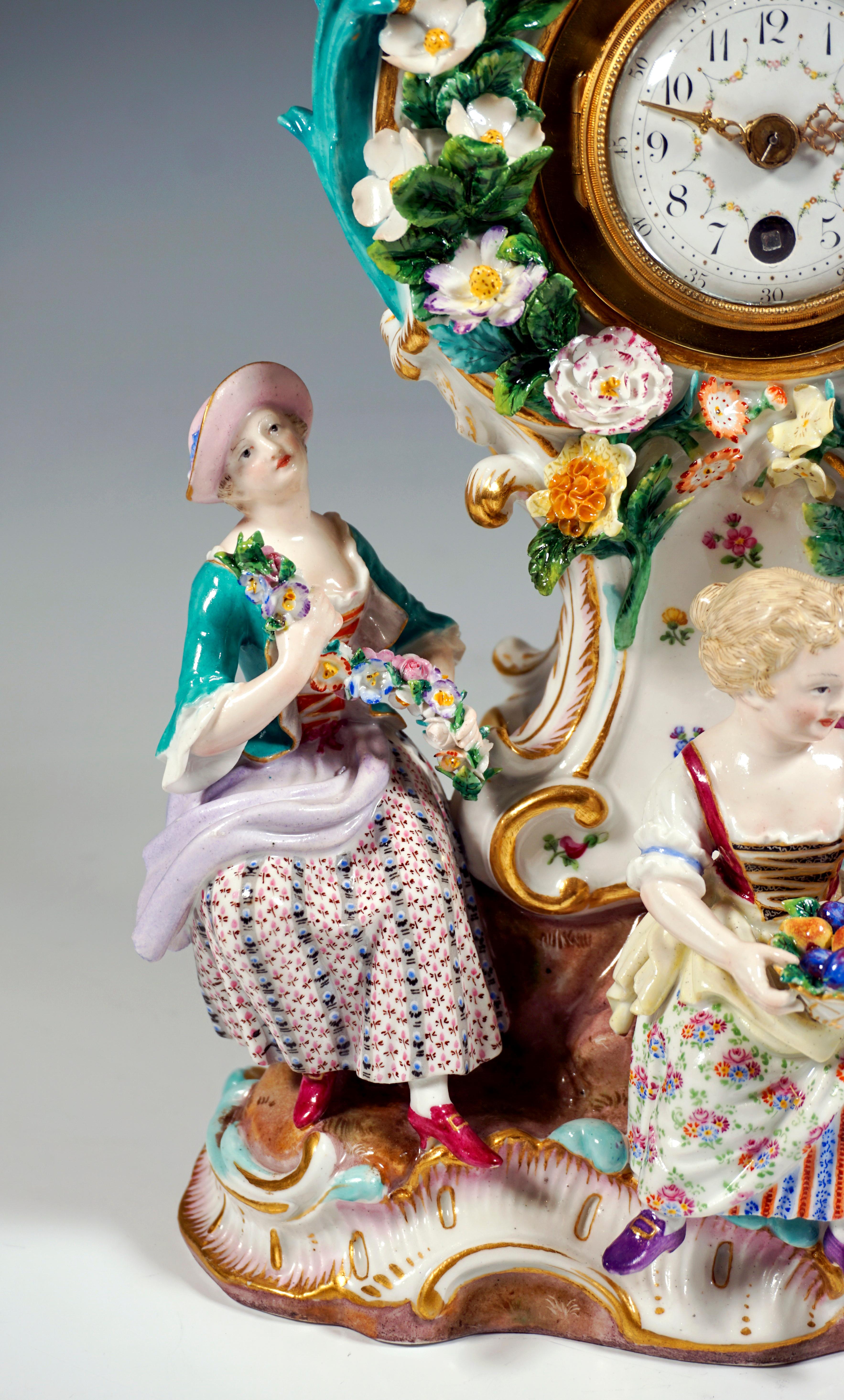 Late 19th Century Meissen Splendour Clock with Gardener Figures by Leuteritz, Around 1880