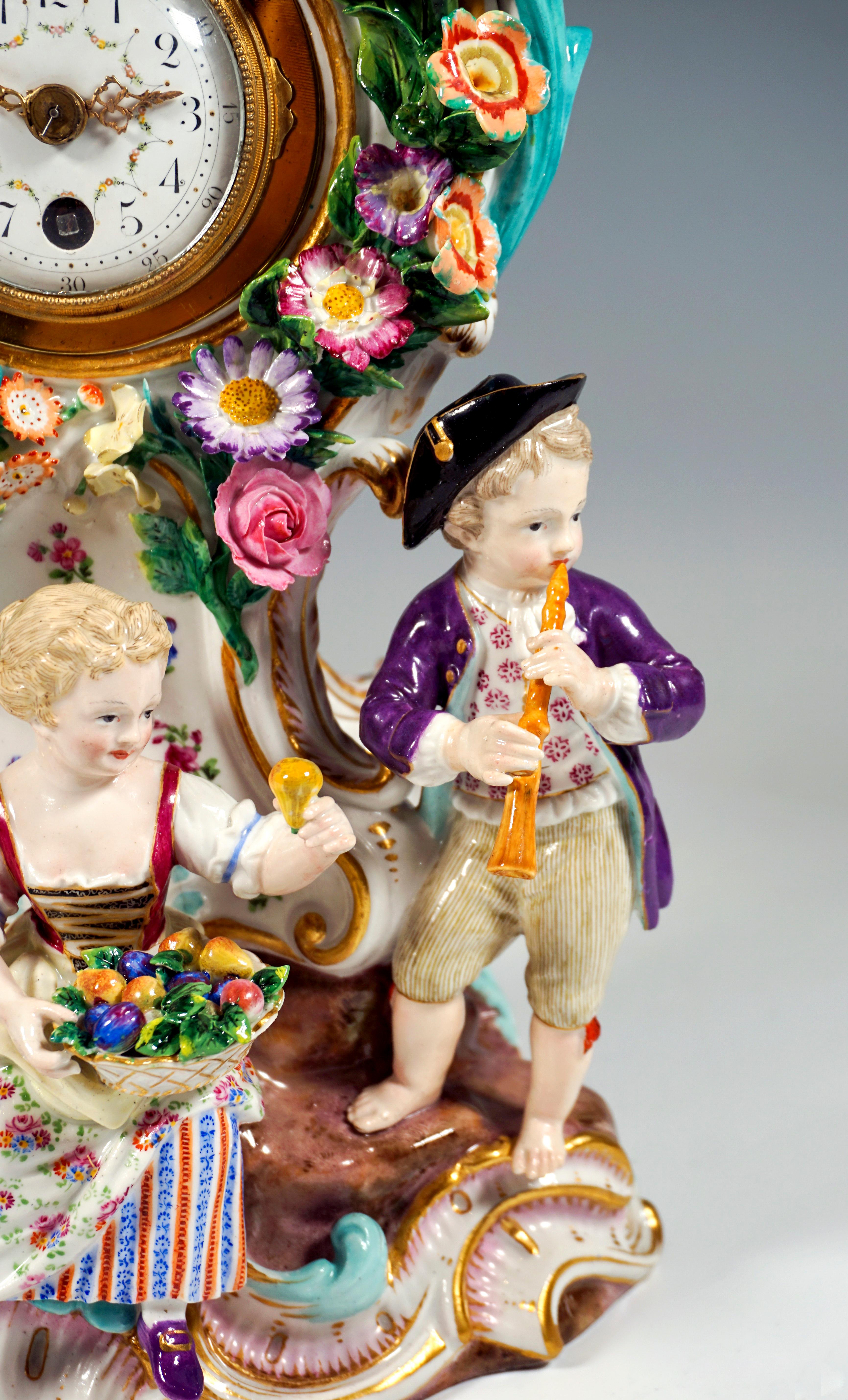 Meissen Splendour Clock with Gardener Figures by Leuteritz, Around 1880 1