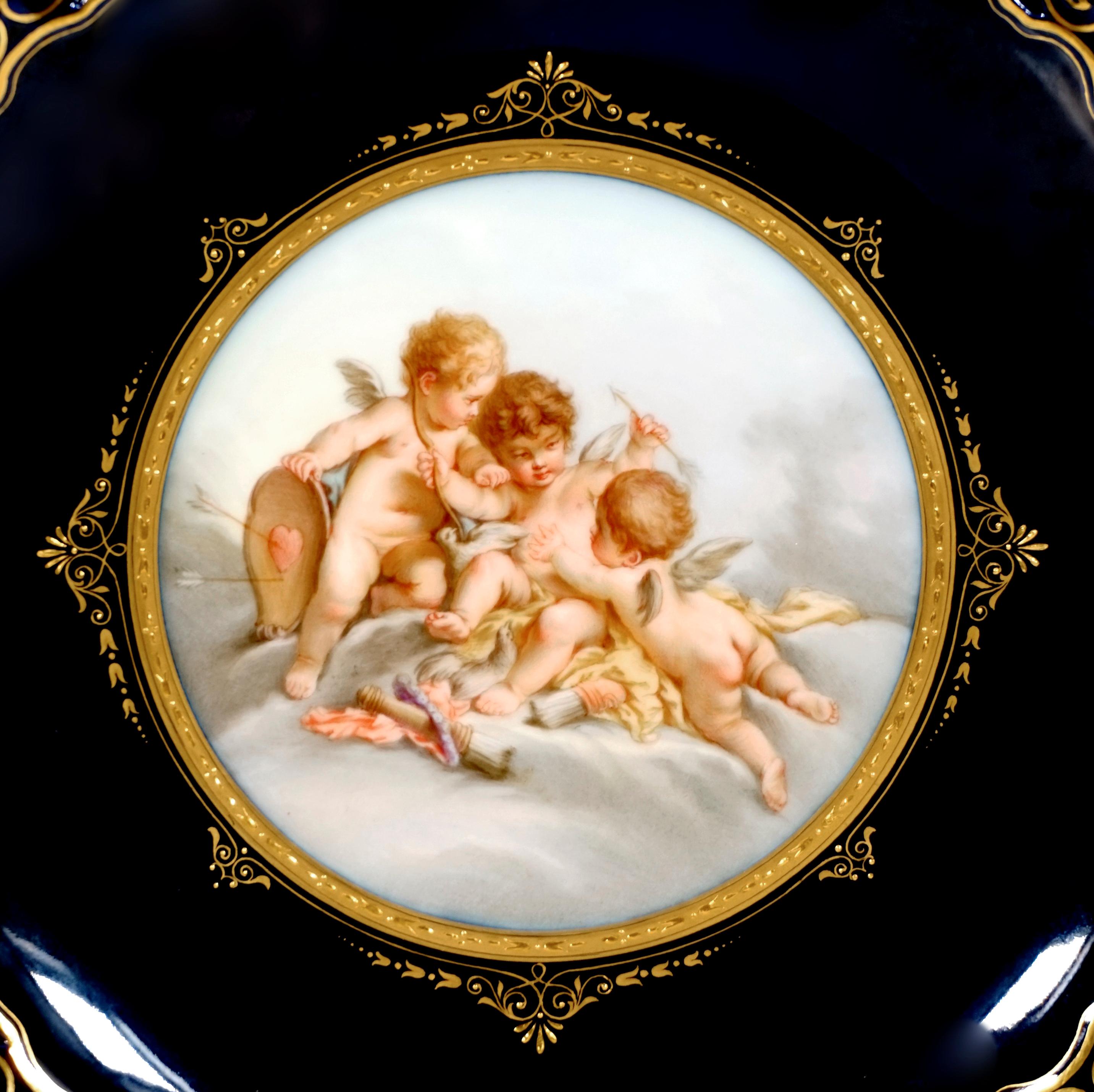 Baroque Meissen Splendour Plate with Breakthrough Edge and Cupid Scenery, ca 1880