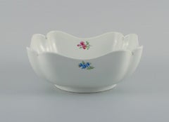 Meissen, Square Bowl Hand Painted with Flowers, Late 19th Century