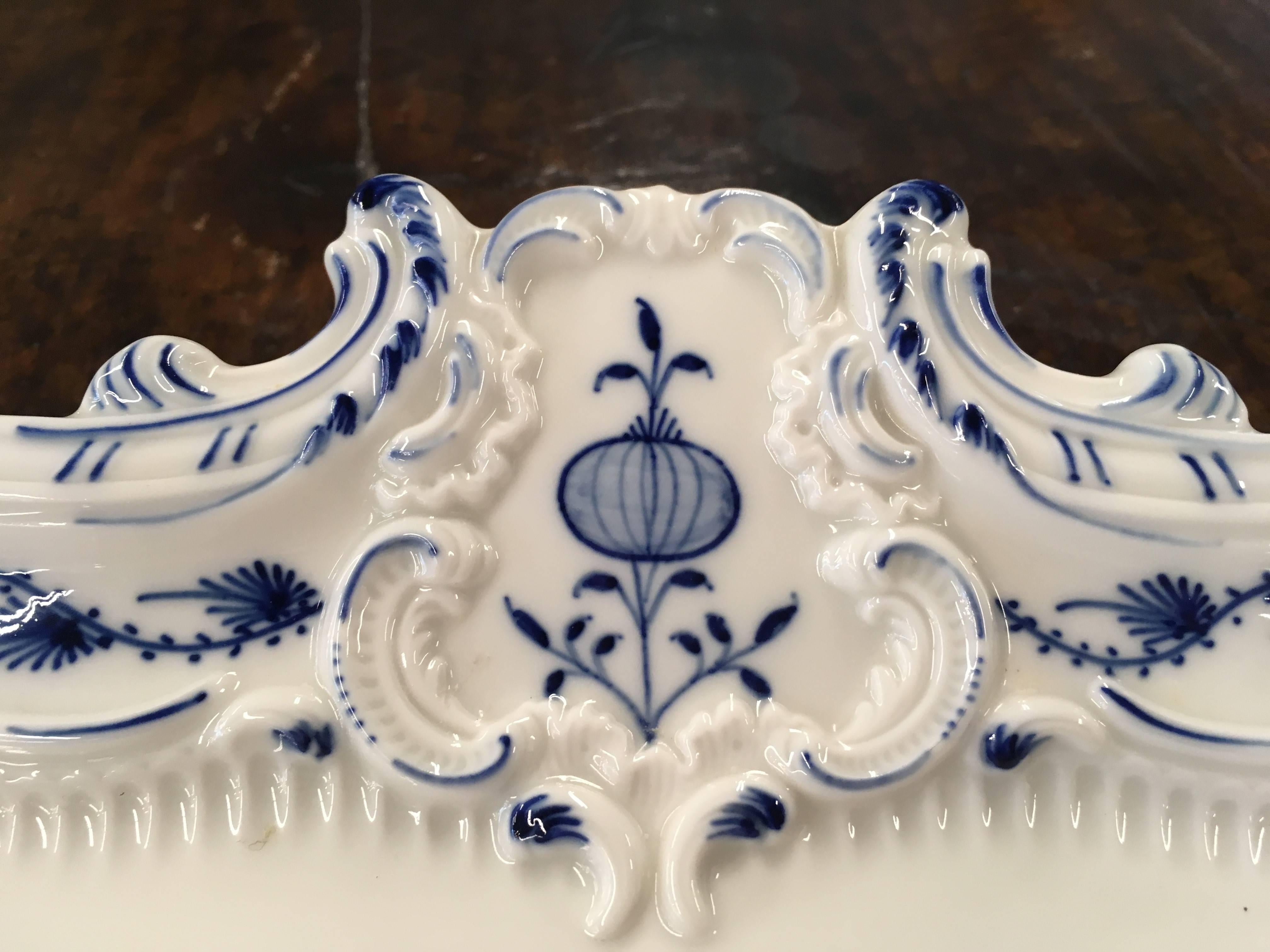 German Meissen Square Porcelain Serving Platter For Sale